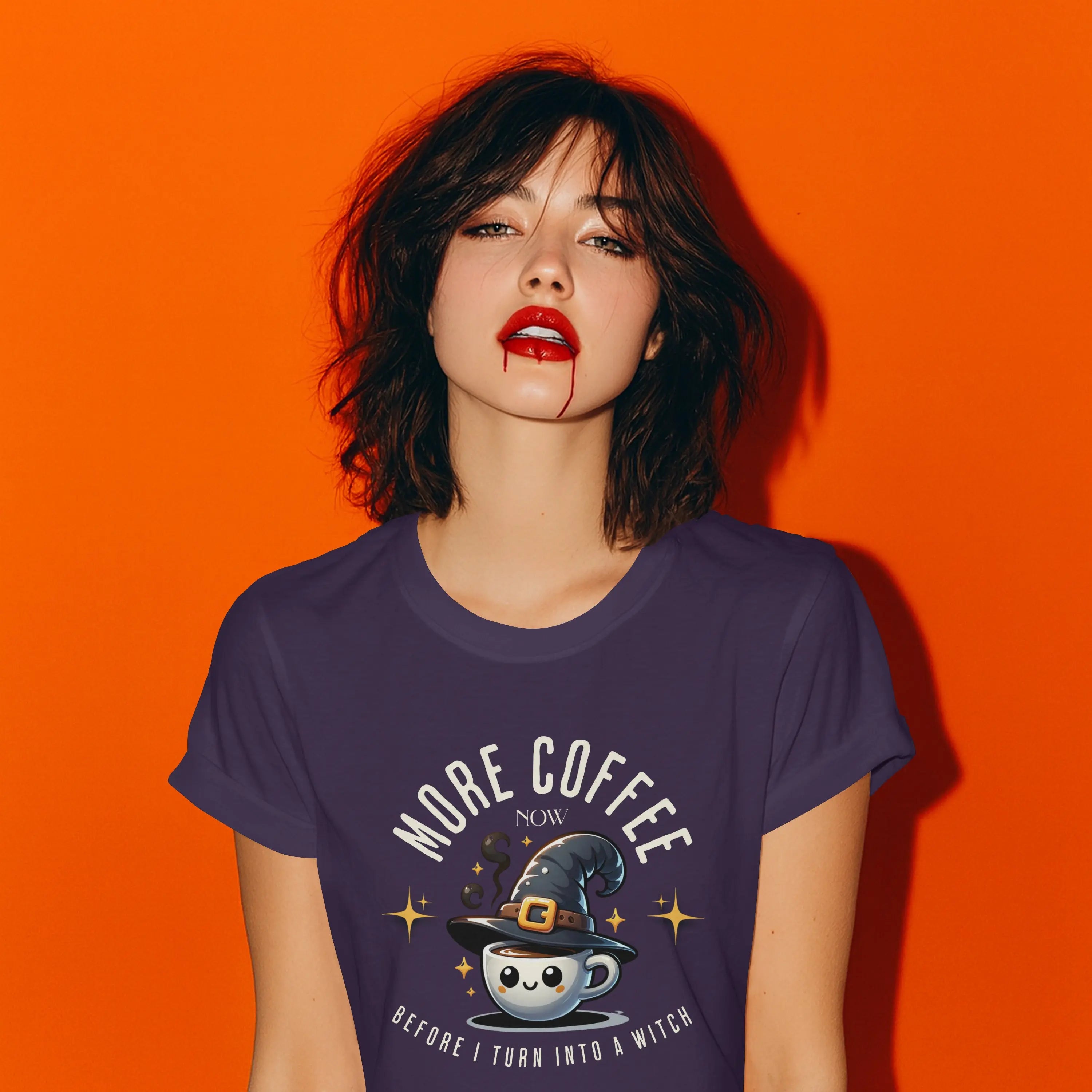 More Coffee Now T-Shirt | Cute Witch Coffee Tee, Halloween Gift, Funny Shirt, Coffee Lover Apparel, Spooky Season Outfit Printify