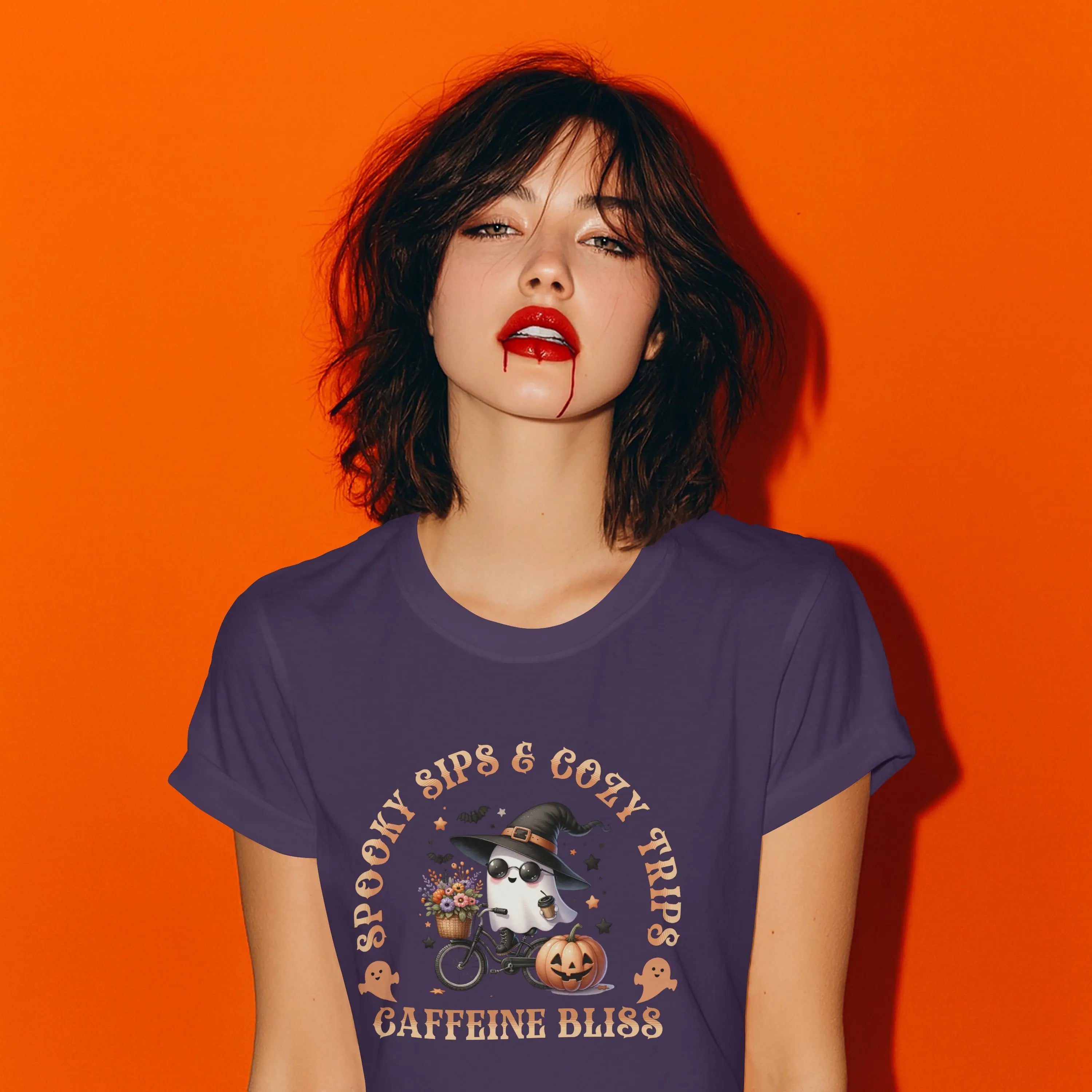 Spooky Sips T-Shirt - Spooky Sips and Cozy Trips Caffeine Bliss Design Printify