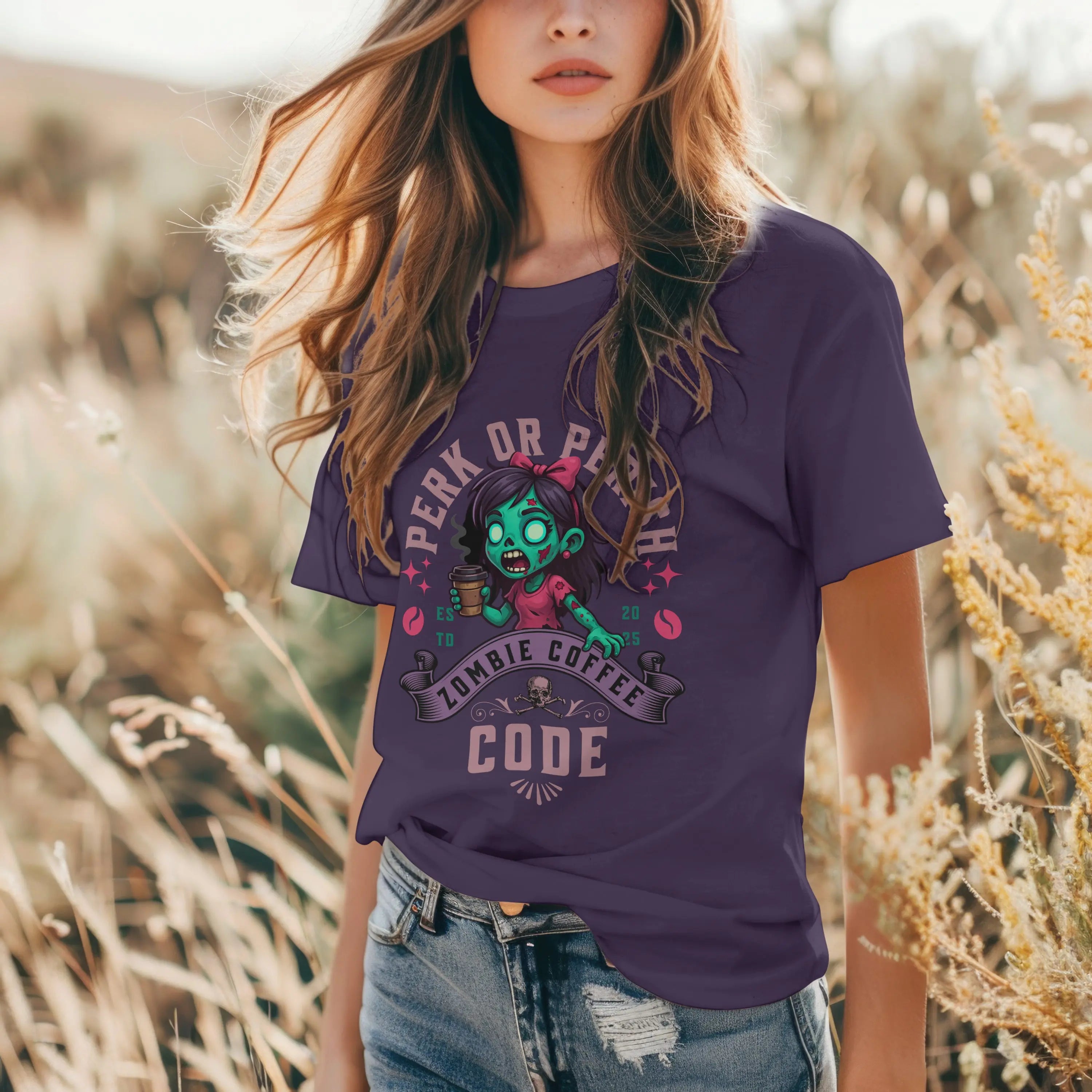 Perk or Perish Tshirt - Zombie Coffee Code Printify