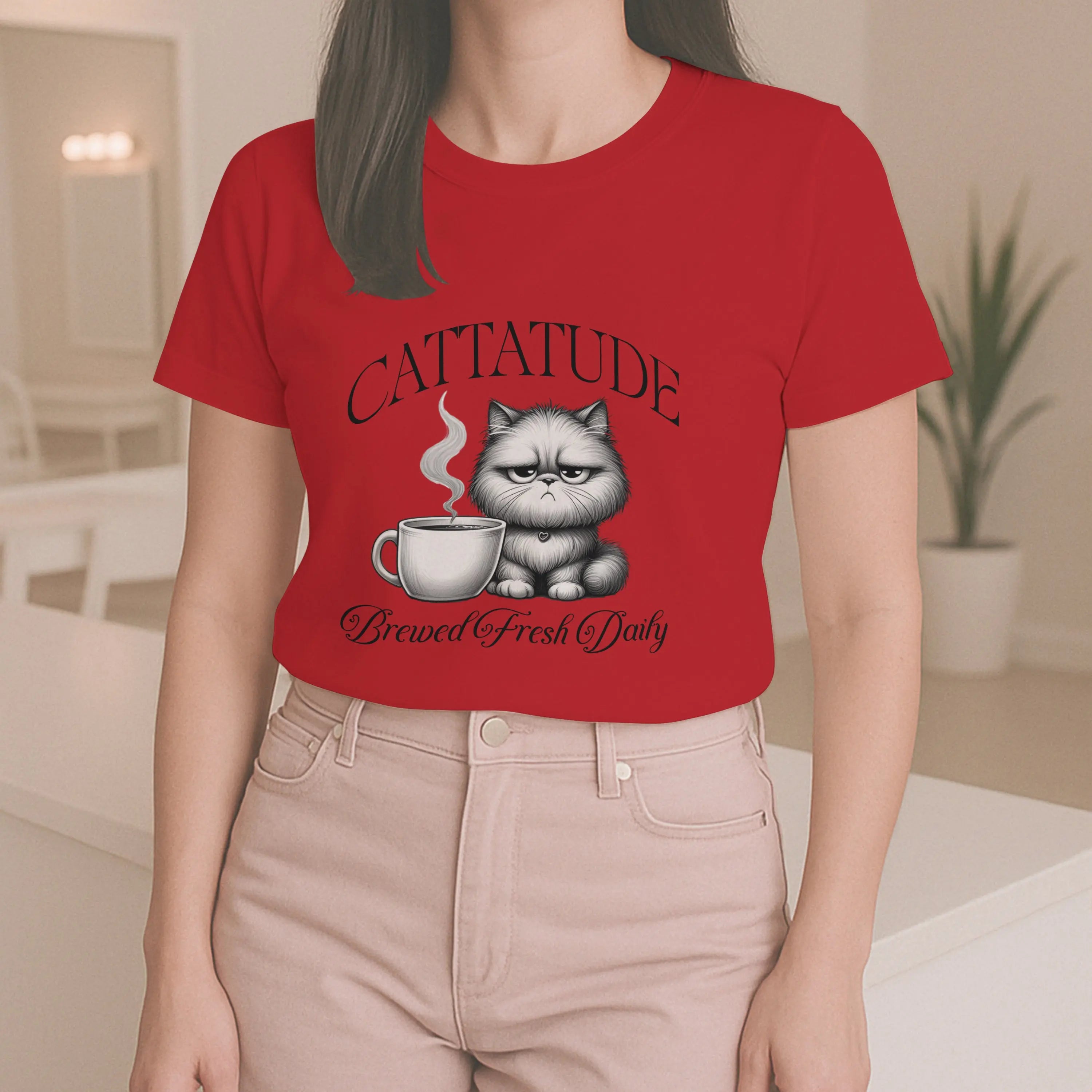 Cattitude Tshirt - Brewed Fresh Dailiy Printify