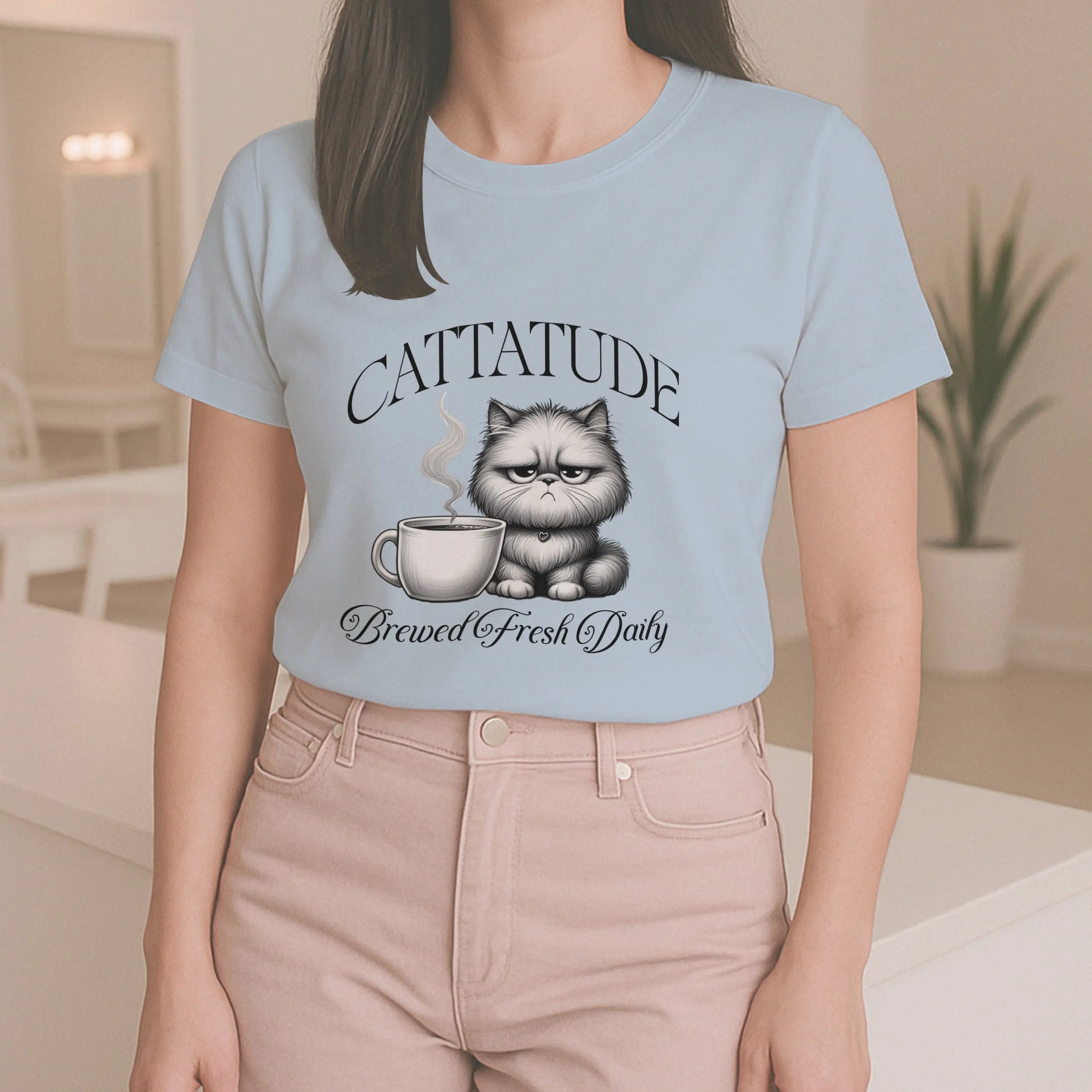 Cattitude Tshirt - Brewed Fresh Dailiy Printify
