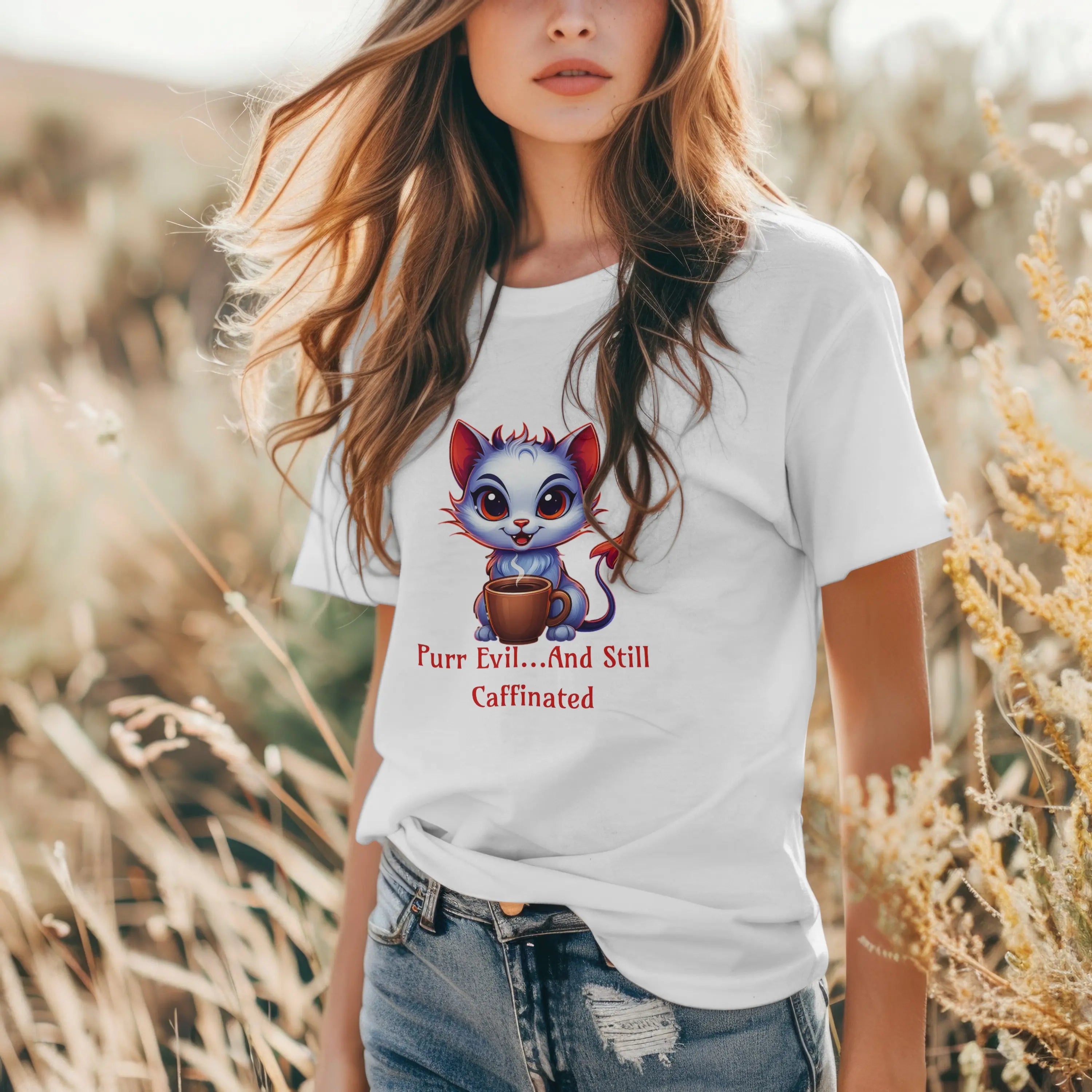 Purr Evil Tshirt - And Still Caffeinated - Coffee Tee Printify
