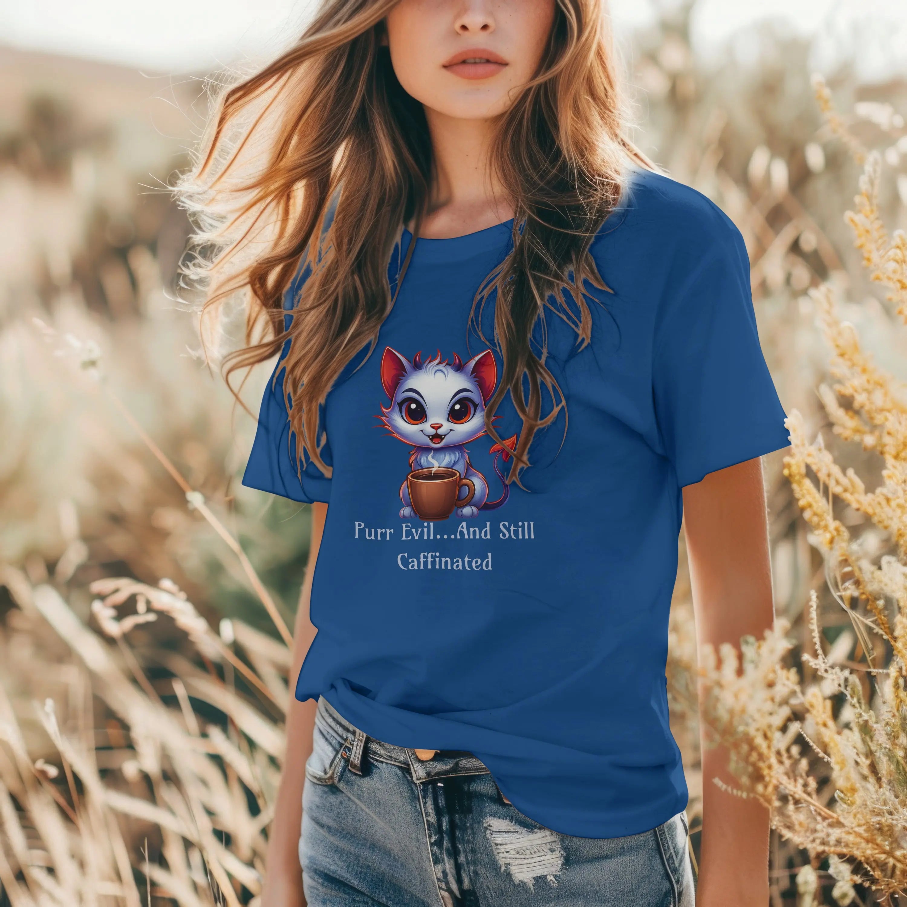 Purr Evil Tshirt - And Still Caffeinated - Coffee Tee Printify