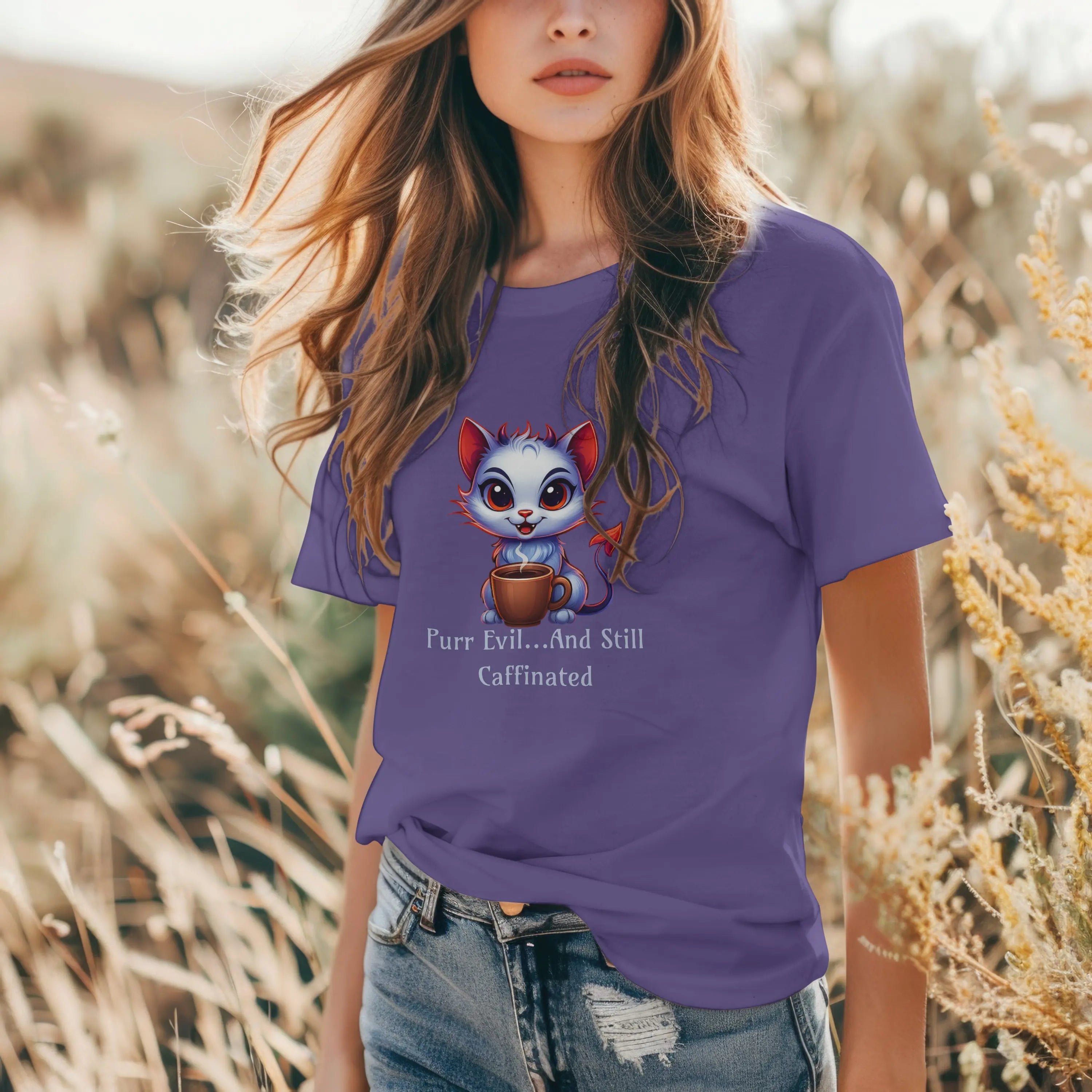 Purr Evil Tshirt - And Still Caffeinated - Coffee Tee Printify