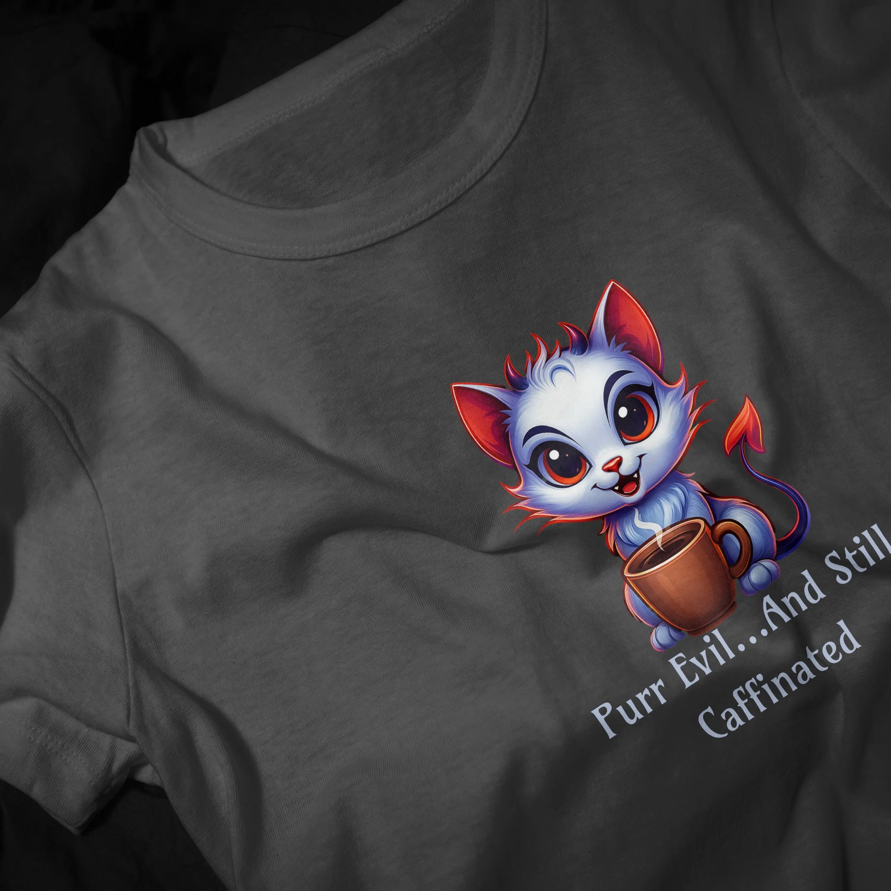 Purr Evil Tshirt - And Still Caffeinated - Coffee Tee Printify
