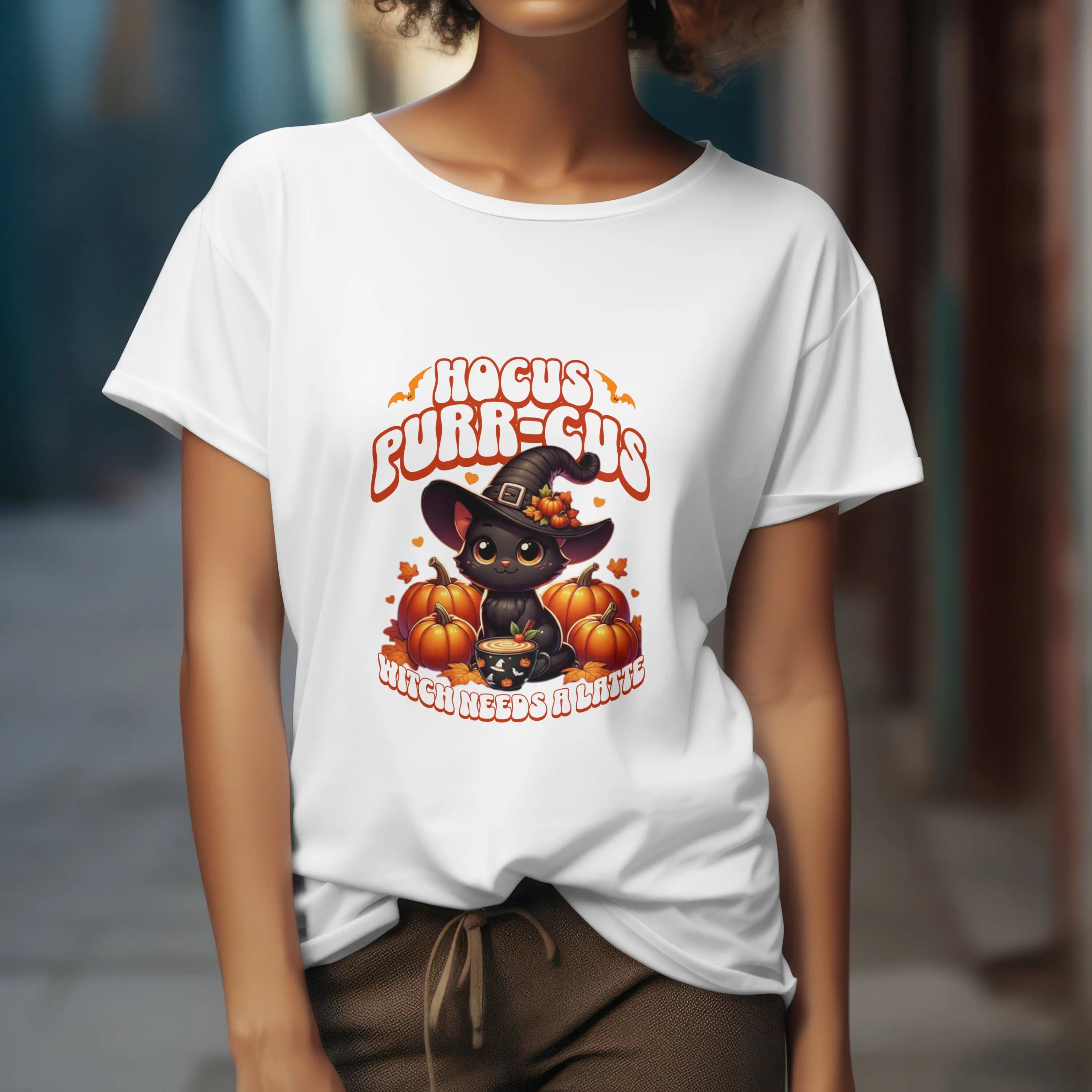 Hocus Purr-cuss Women's Tee - Cute kitten witch Halloween design Printify