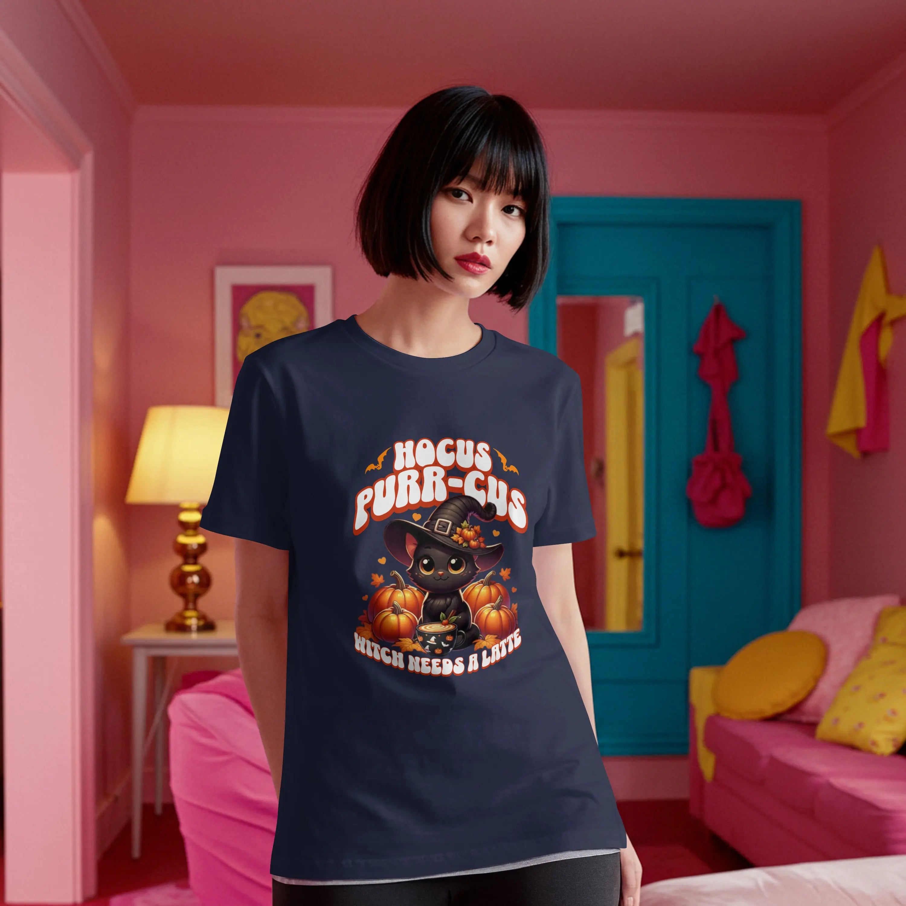 Hocus Purr-cuss Women's Tee - Cute kitten witch Halloween design Printify