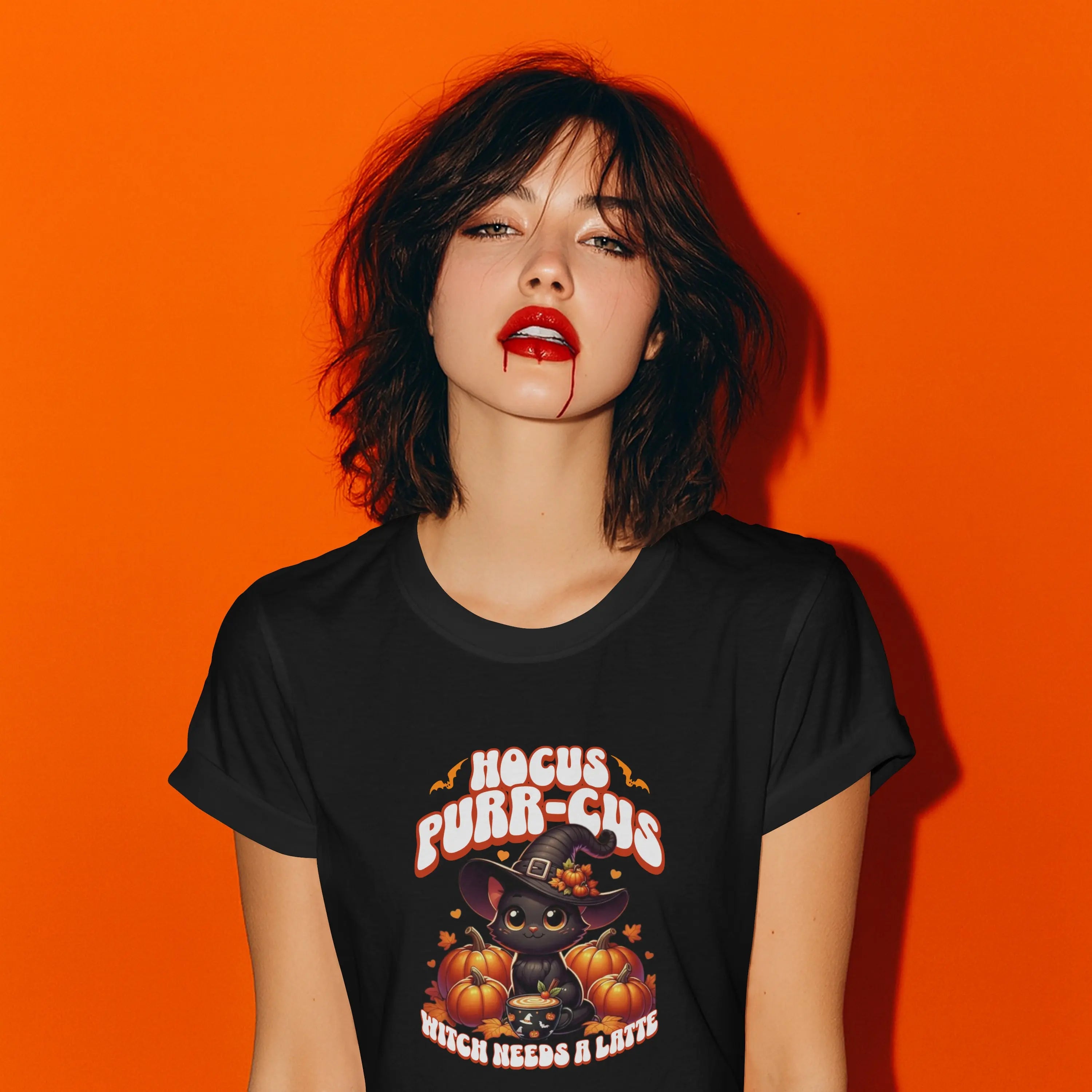 Hocus Purr-cuss Women's Tee - Cute kitten witch Halloween design Printify