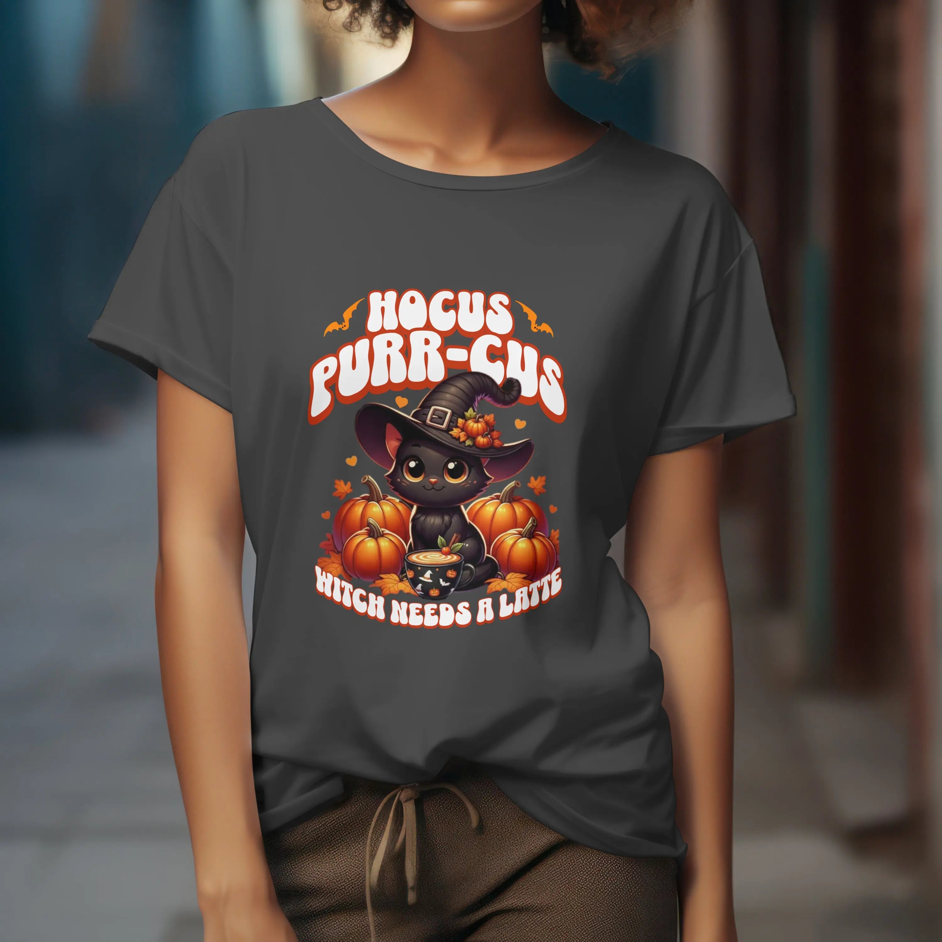 Hocus Purr-cuss Women's Tee - Cute kitten witch Halloween design Printify