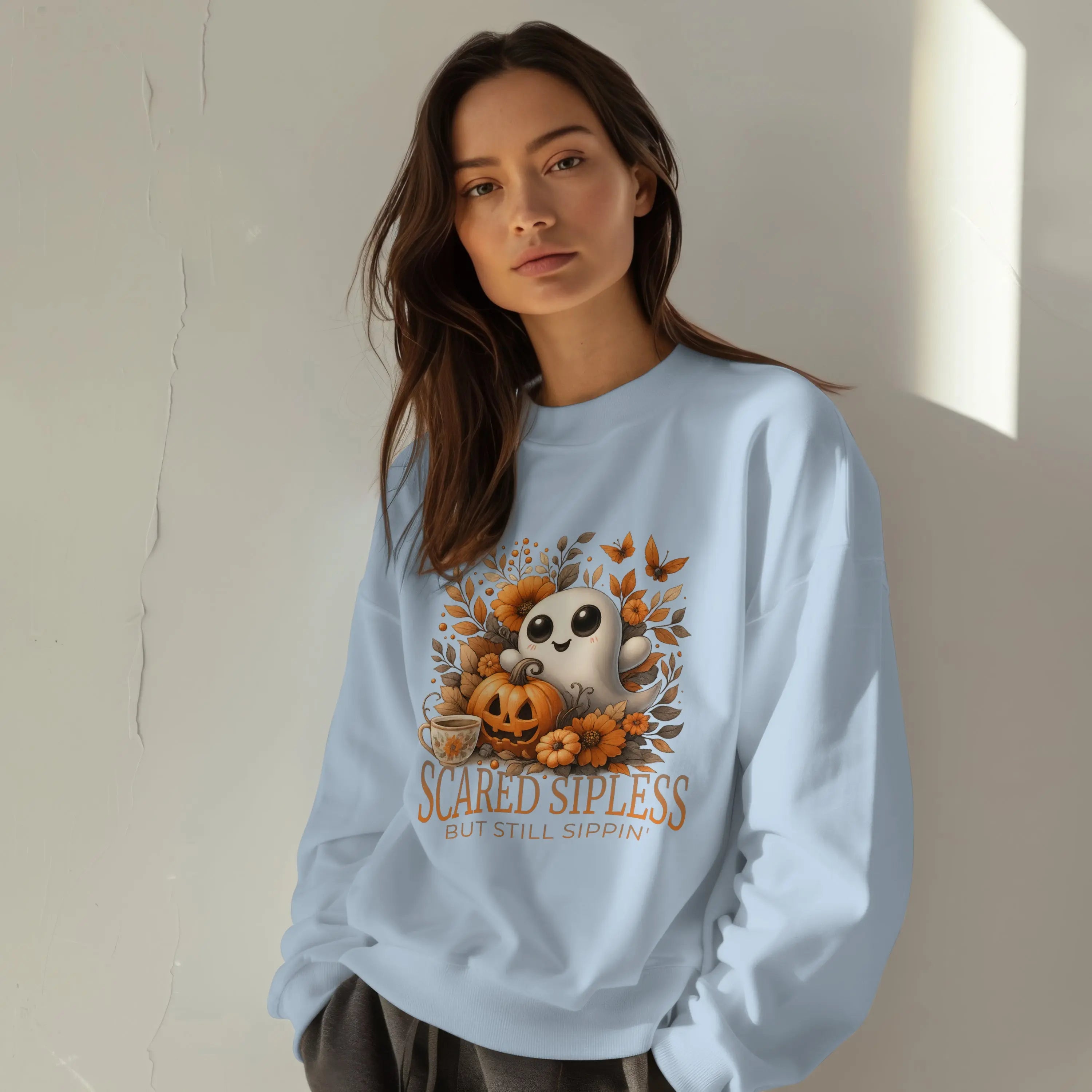 Scared Sipless Sweatshirt Printify