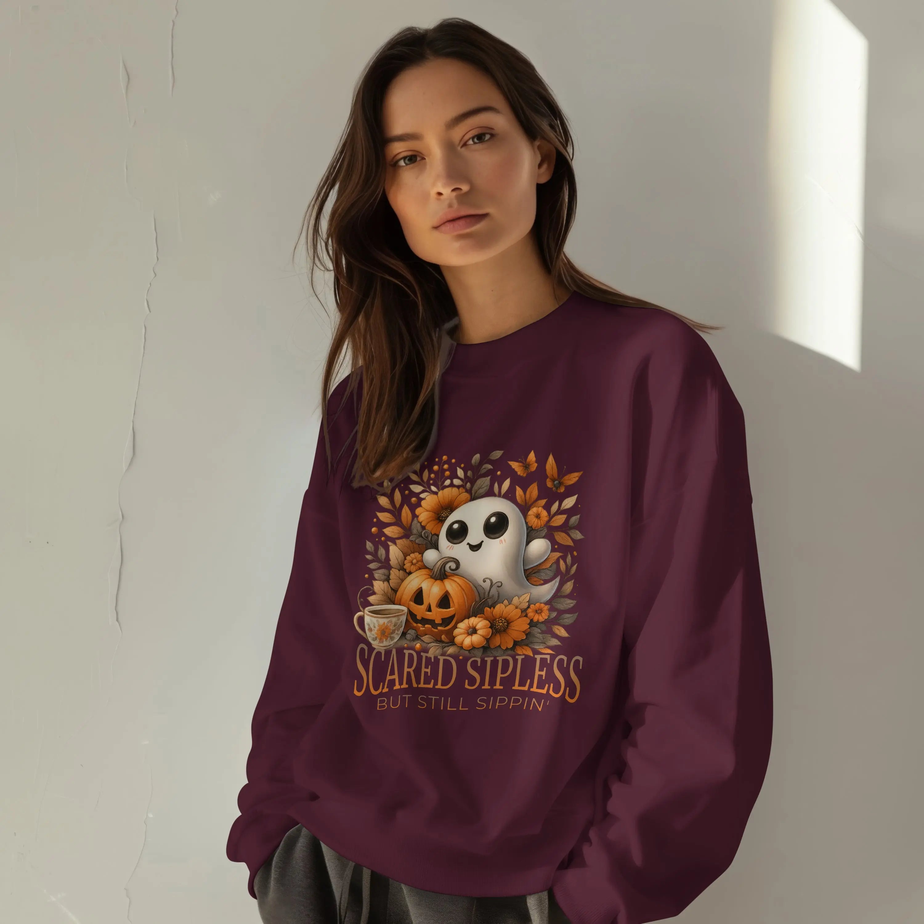 Scared Sipless Sweatshirt Printify