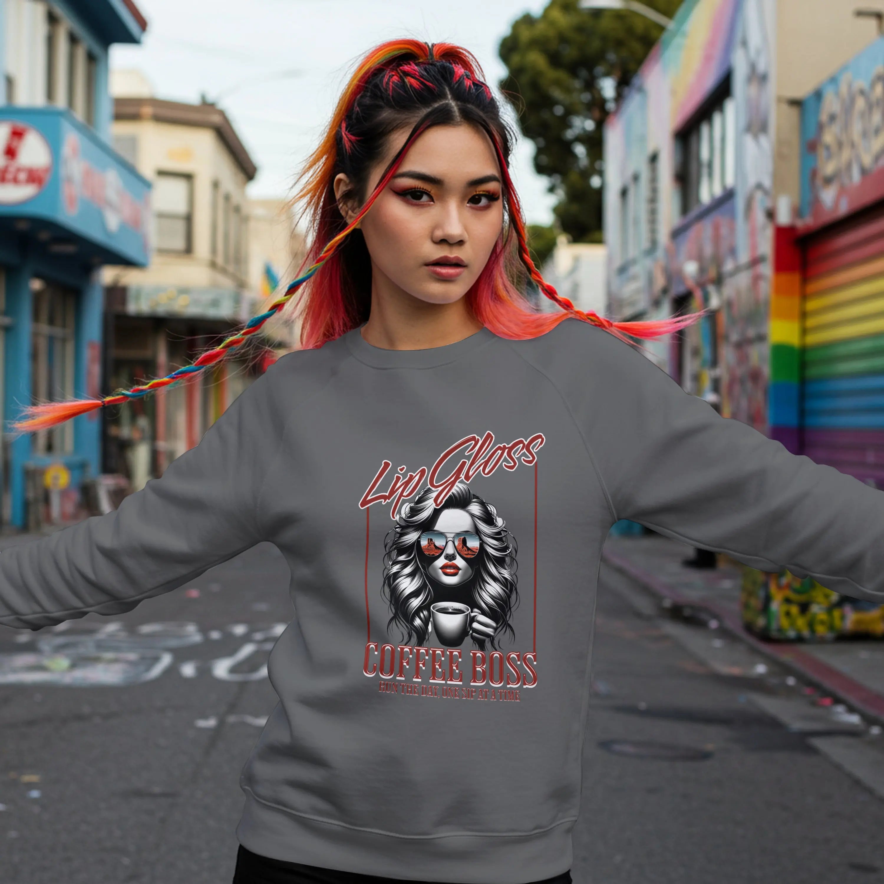 Lip Gloss Coffee Boss Sweatshirt Printify