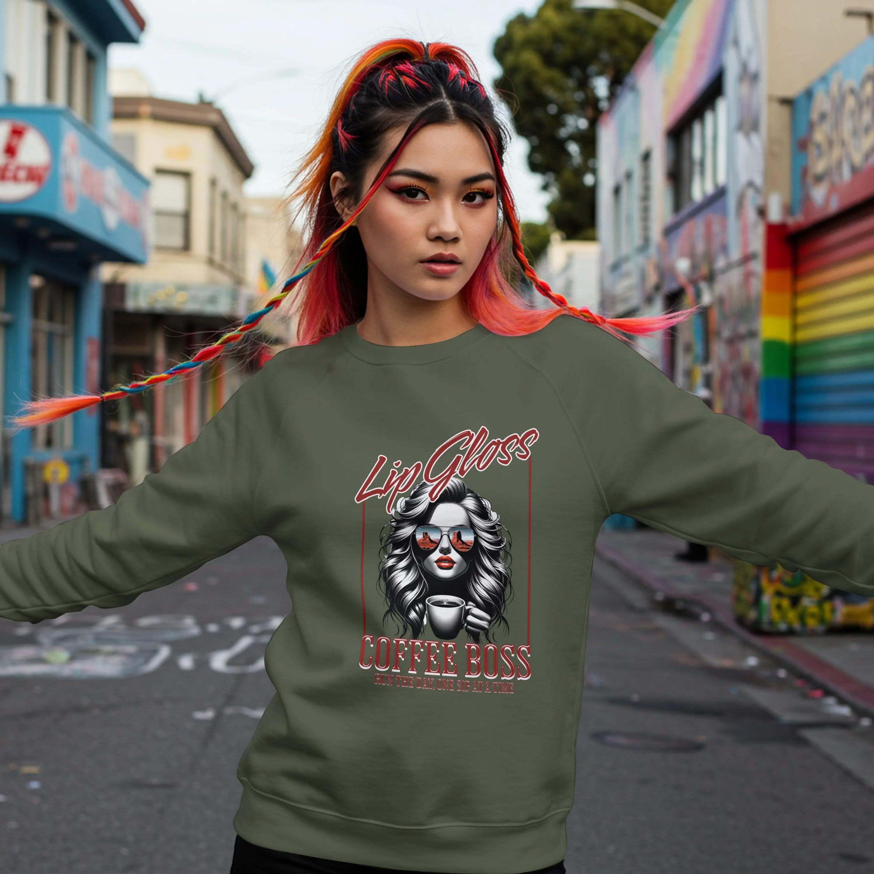 Lip Gloss Coffee Boss Sweatshirt Printify