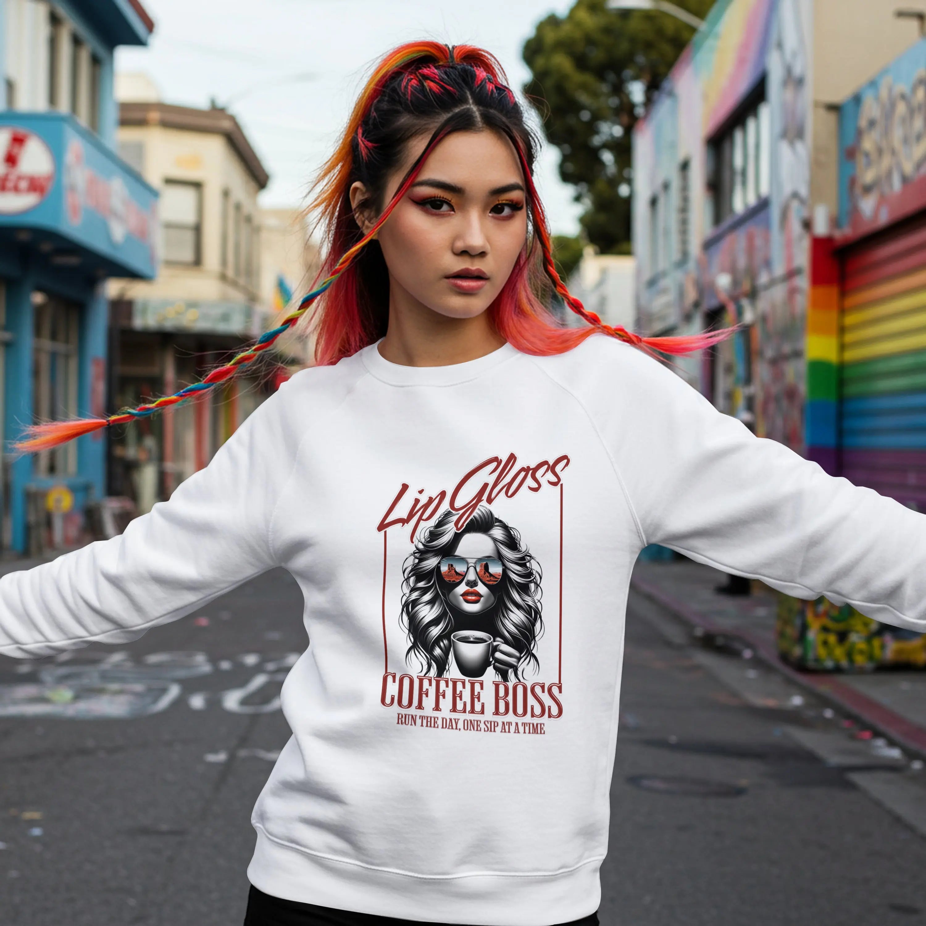 Lip Gloss Coffee Boss Sweatshirt Printify
