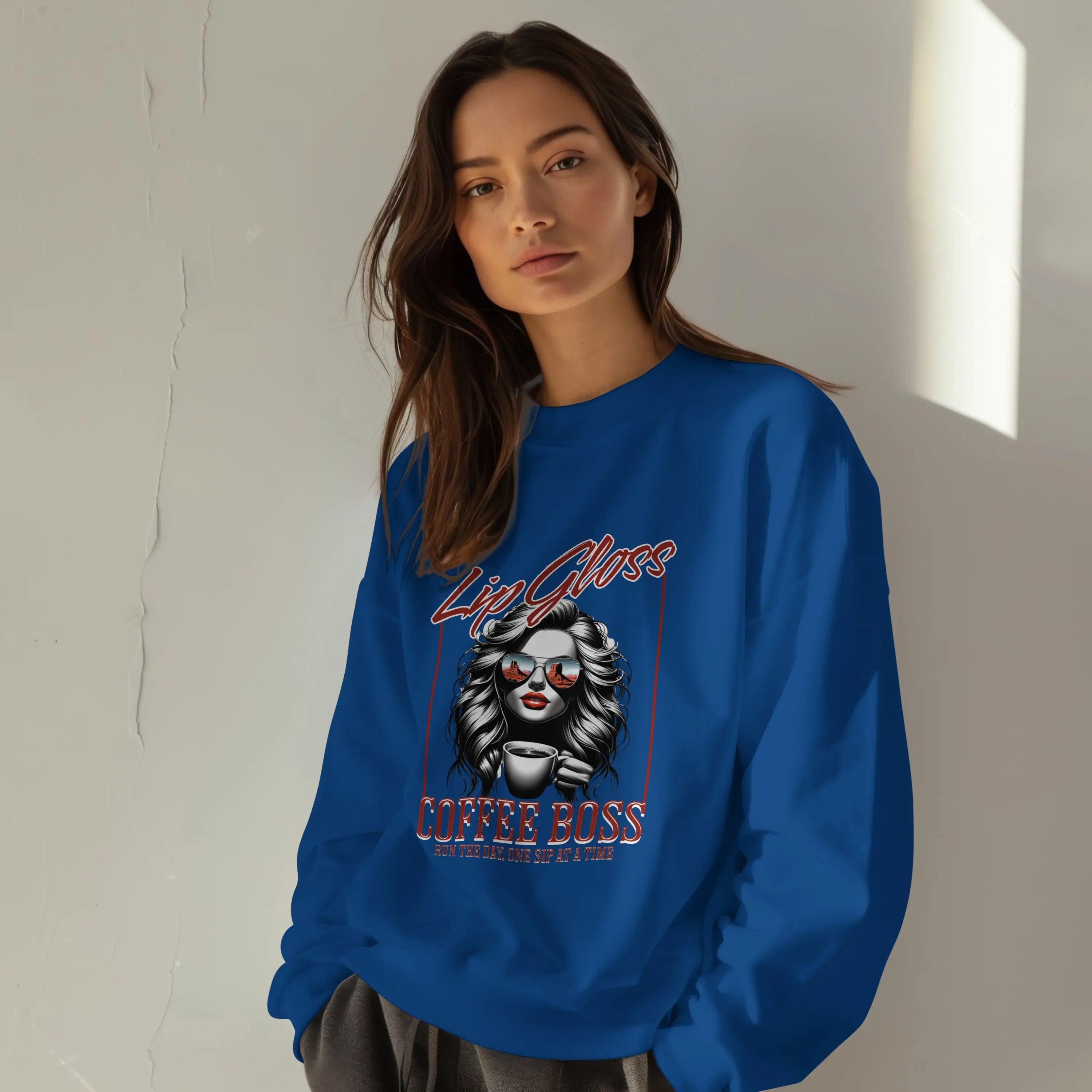 Lip Gloss Coffee Boss Sweatshirt Printify