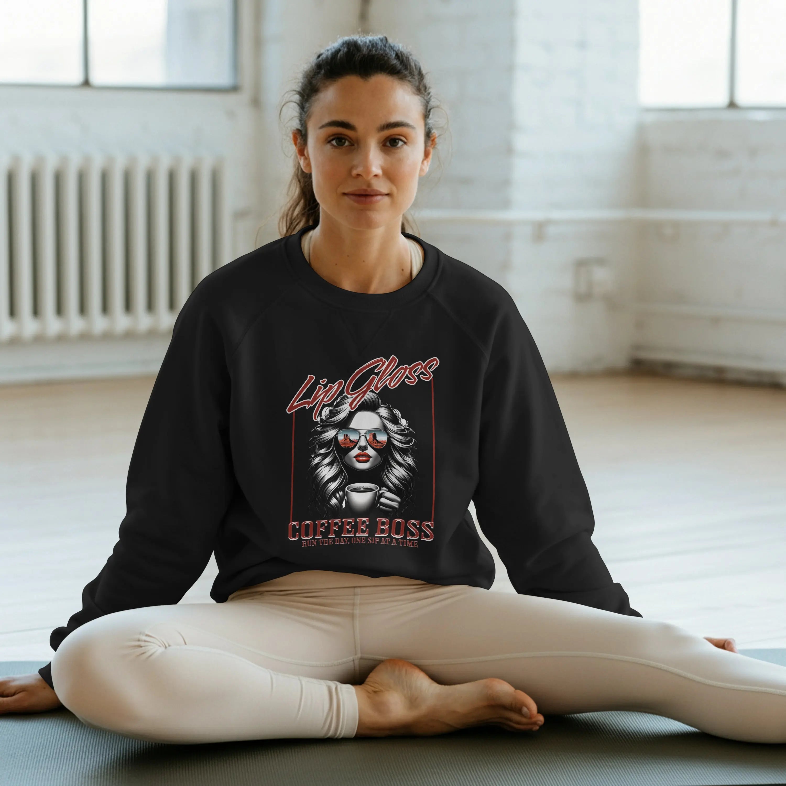 Lip Gloss Coffee Boss Sweatshirt Printify