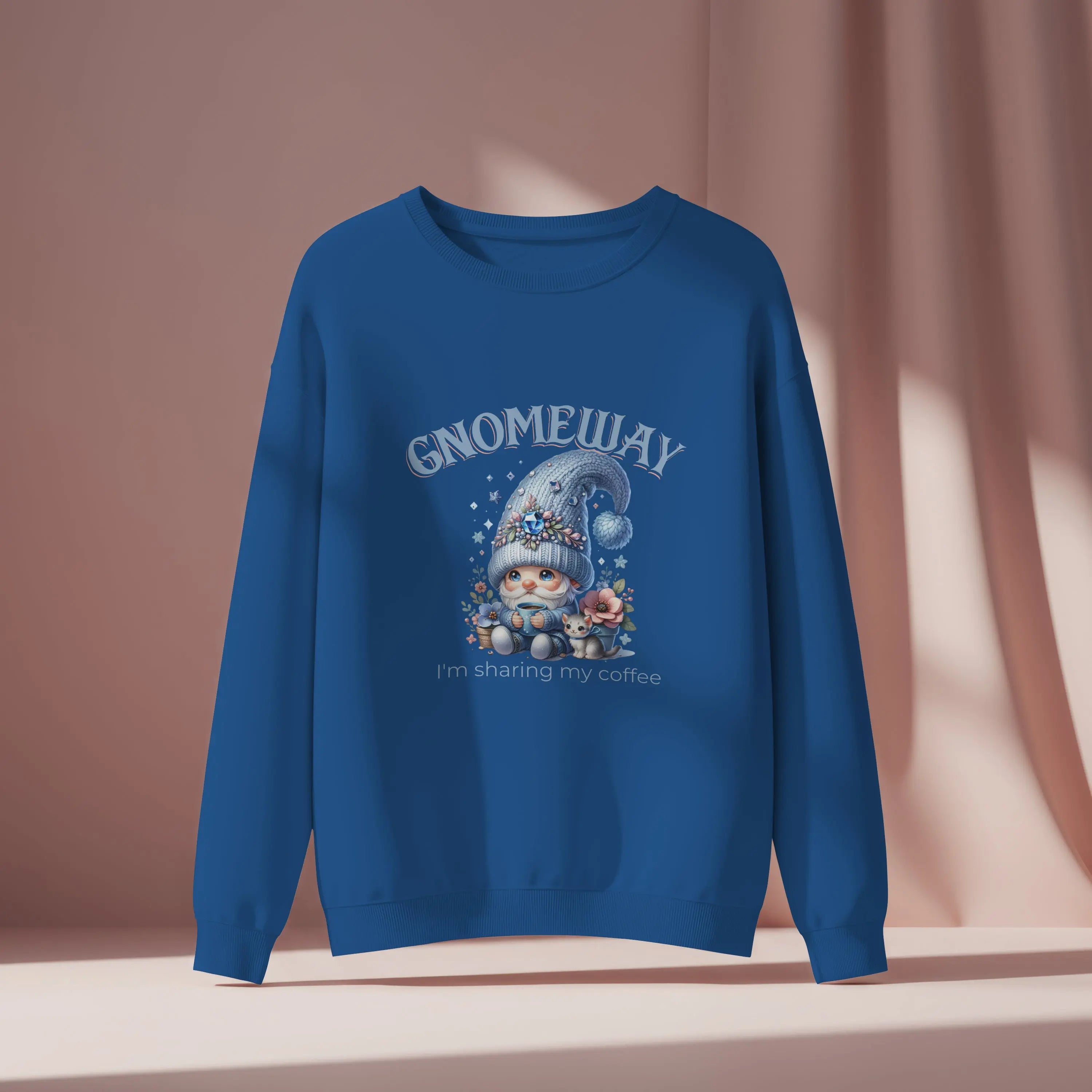 Gnomeway Sweatshirt - I'm Sharing My Coffee, Cozy Crewneck, Gift for Coffee Lovers, Casual Pullover, Fall and Winter Fashion Printify