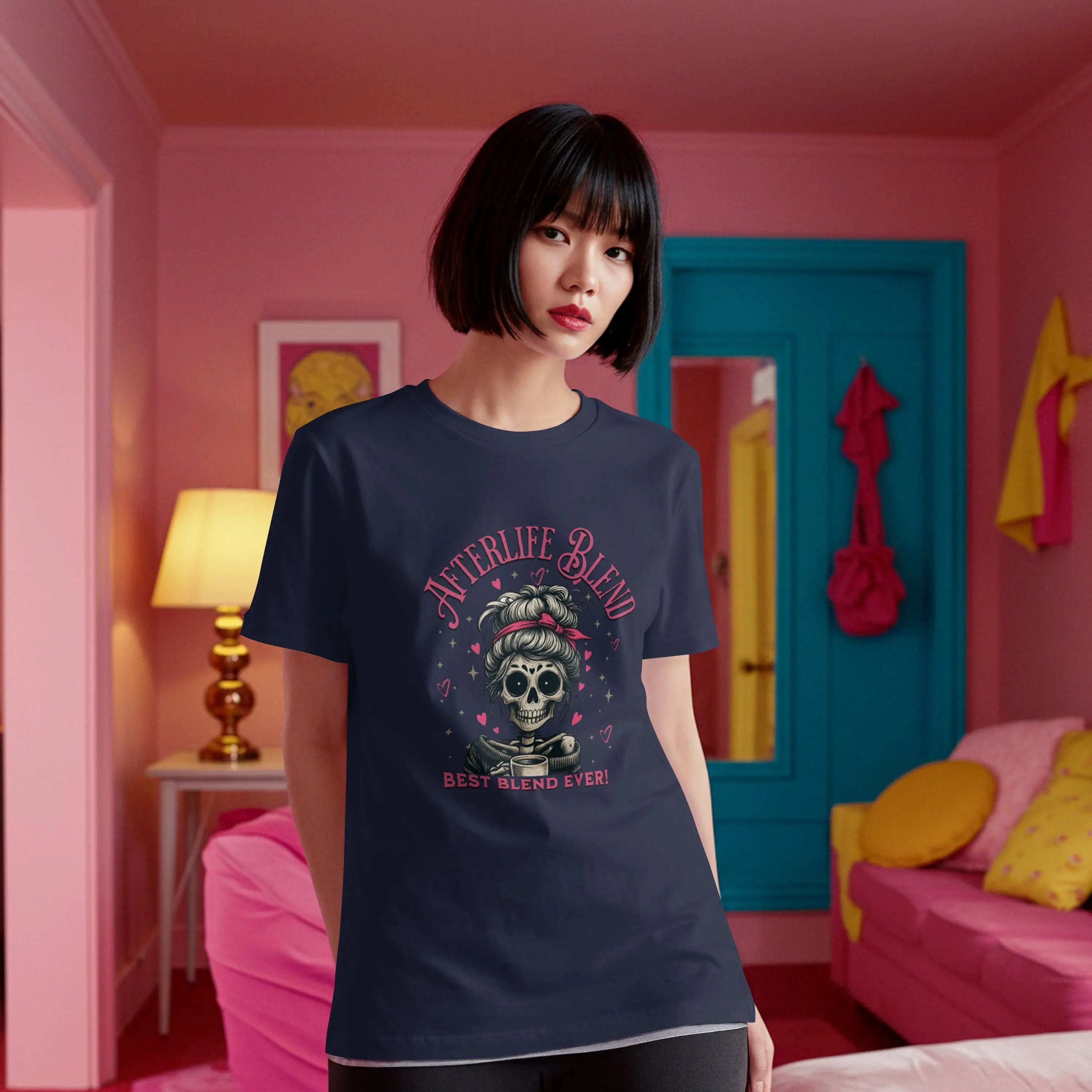 Afterlife Blend Graphic Skeleton Tee - Afterlife Blend, Halloween Apparel, Cozy Casual Shirt, Unique Gift Idea, Edgy Fashion Statement Printify