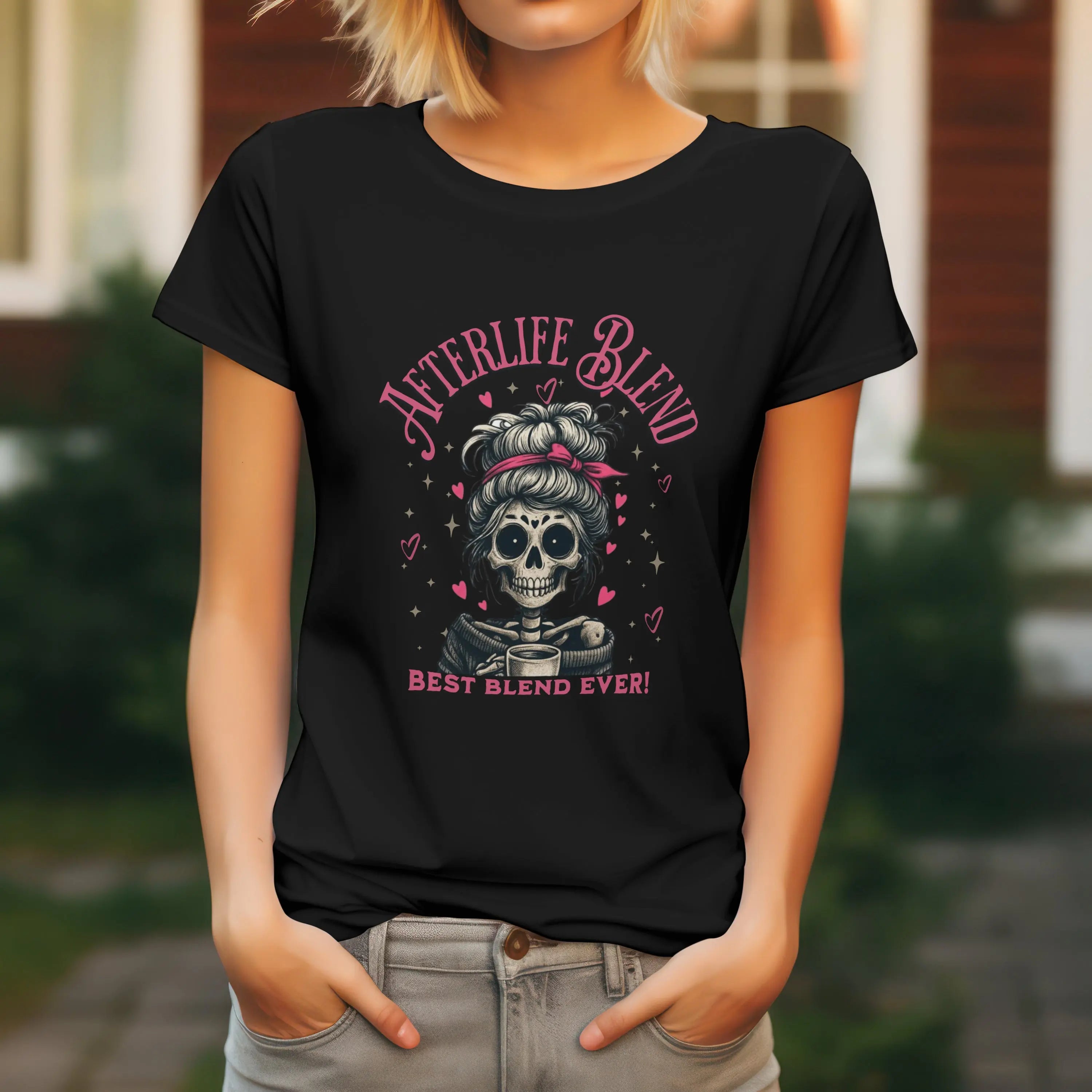 Afterlife Blend Graphic Skeleton Tee - Afterlife Blend, Halloween Apparel, Cozy Casual Shirt, Unique Gift Idea, Edgy Fashion Statement Printify