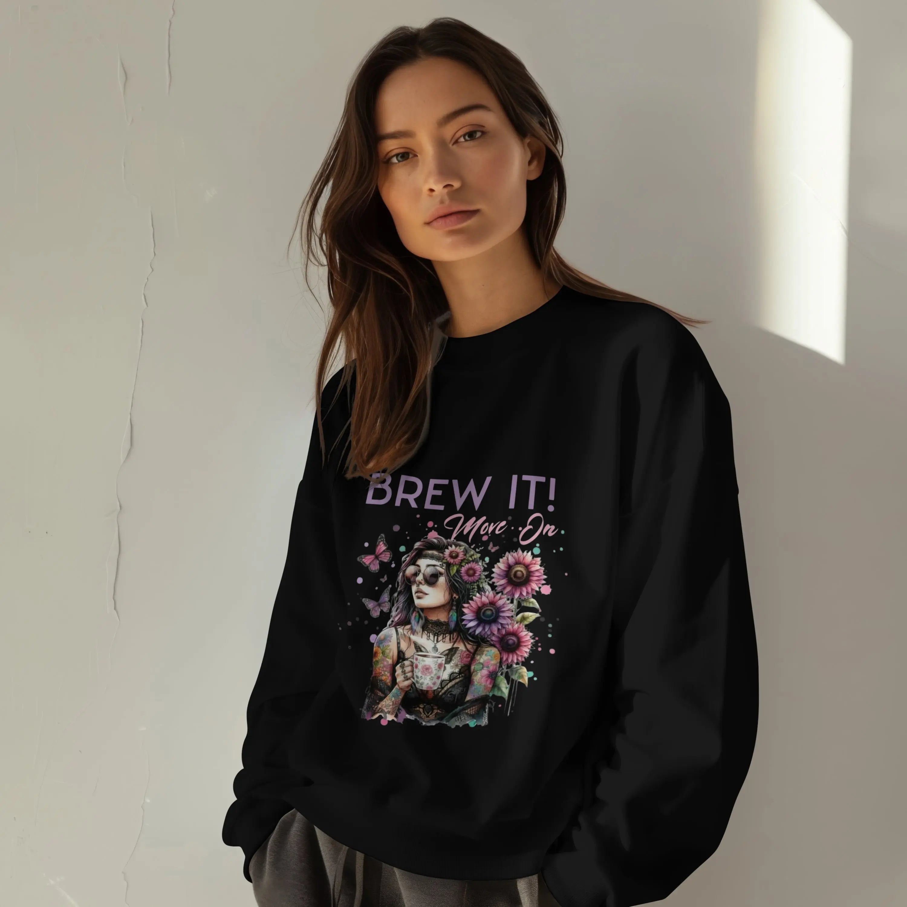 Brew It! Graphic Sweatshirt | Comfortable Crewneck | Eco-Friendly Gift for Coffee Lovers | Ideal for Casual Wear, Gift, Home, Holidays Printify