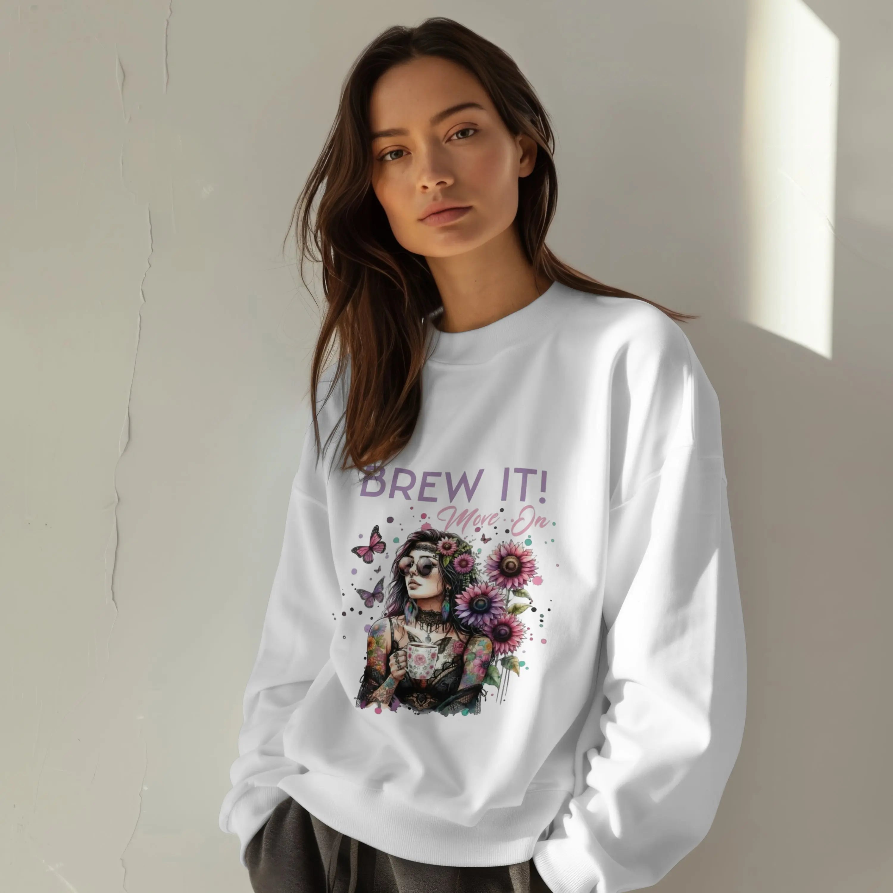 Brew It! Graphic Sweatshirt | Comfortable Crewneck | Eco-Friendly Gift for Coffee Lovers | Ideal for Casual Wear, Gift, Home, Holidays Printify