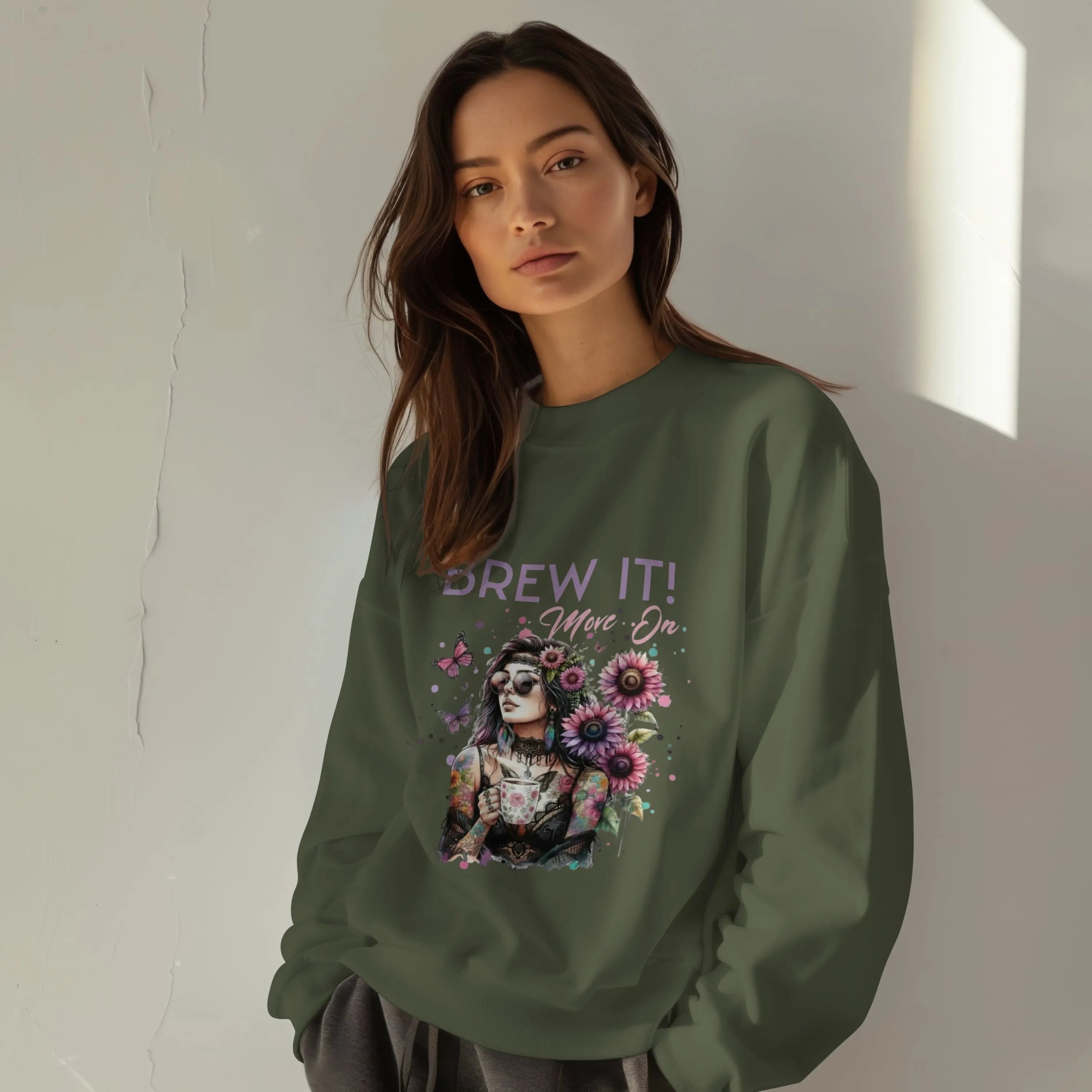 Brew It! Graphic Sweatshirt | Comfortable Crewneck | Eco-Friendly Gift for Coffee Lovers | Ideal for Casual Wear, Gift, Home, Holidays Printify