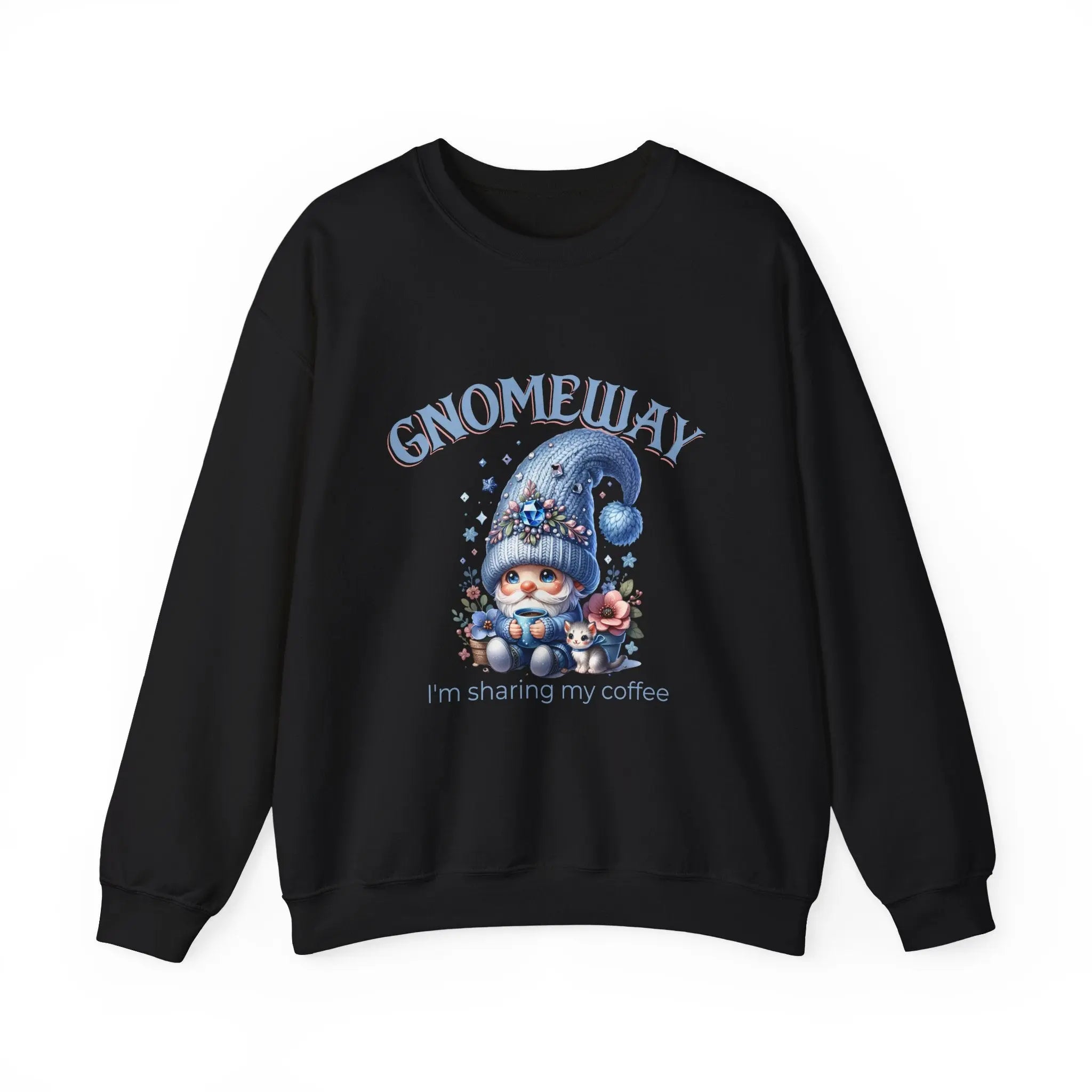 Gnomeway Sweatshirt - I'm Sharing My Coffee, Cozy Crewneck, Gift for Coffee Lovers, Casual Pullover, Fall and Winter Fashion Printify