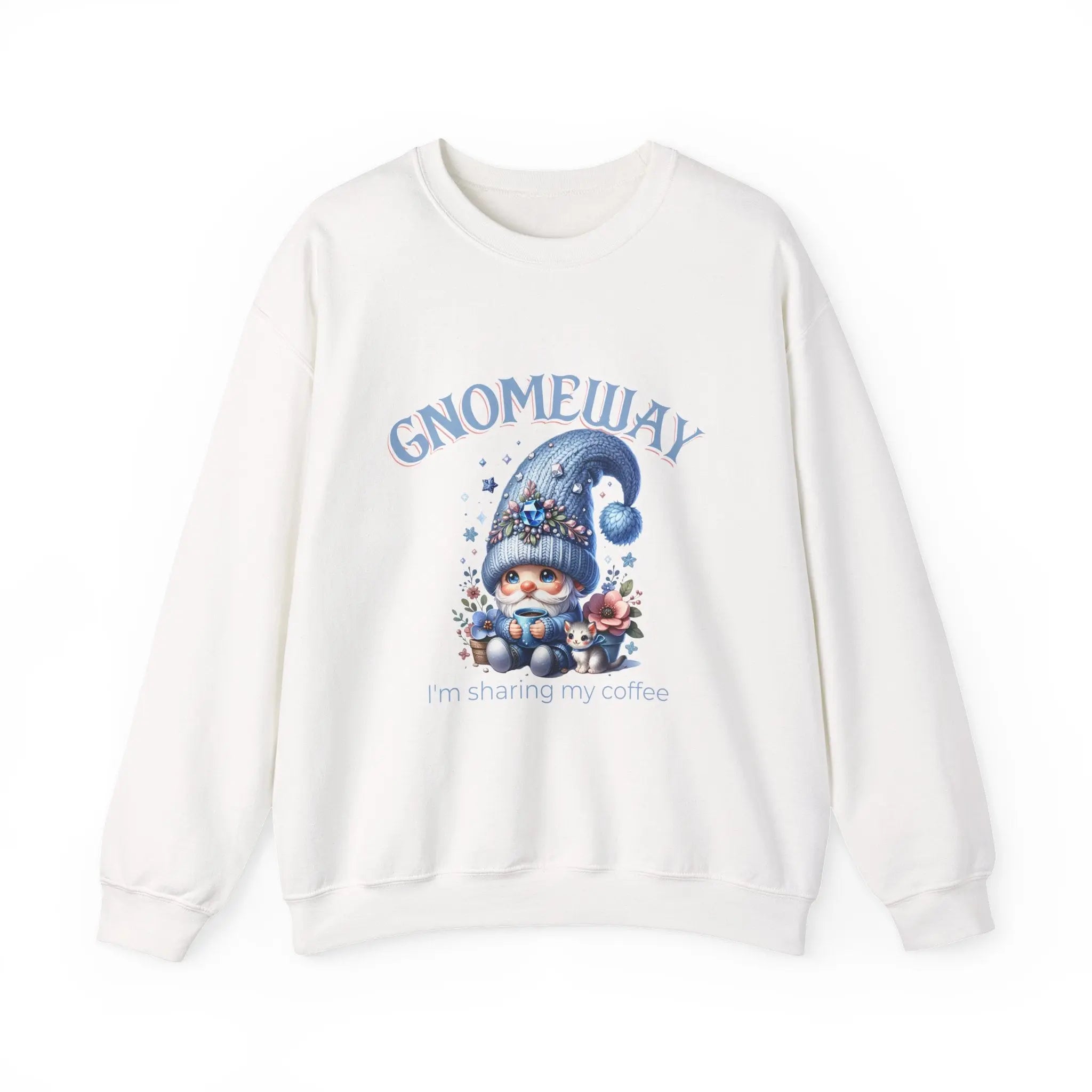Gnomeway Sweatshirt - I'm Sharing My Coffee, Cozy Crewneck, Gift for Coffee Lovers, Casual Pullover, Fall and Winter Fashion Printify