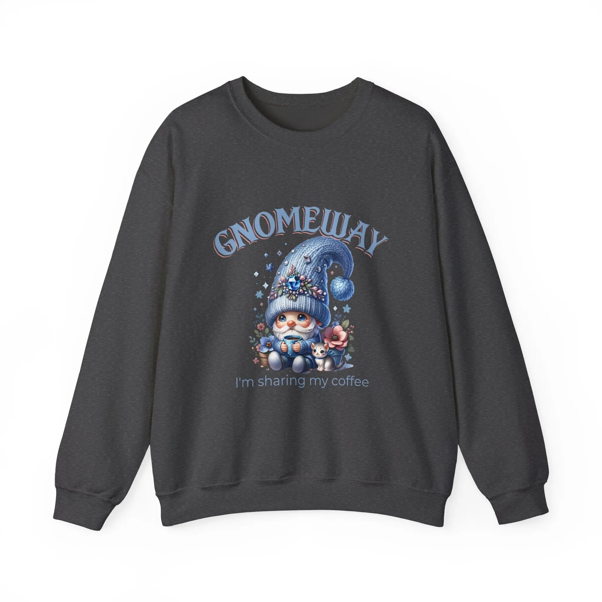 Gnomeway Sweatshirt - I'm Sharing My Coffee, Cozy Crewneck, Gift for Coffee Lovers, Casual Pullover, Fall and Winter Fashion Printify