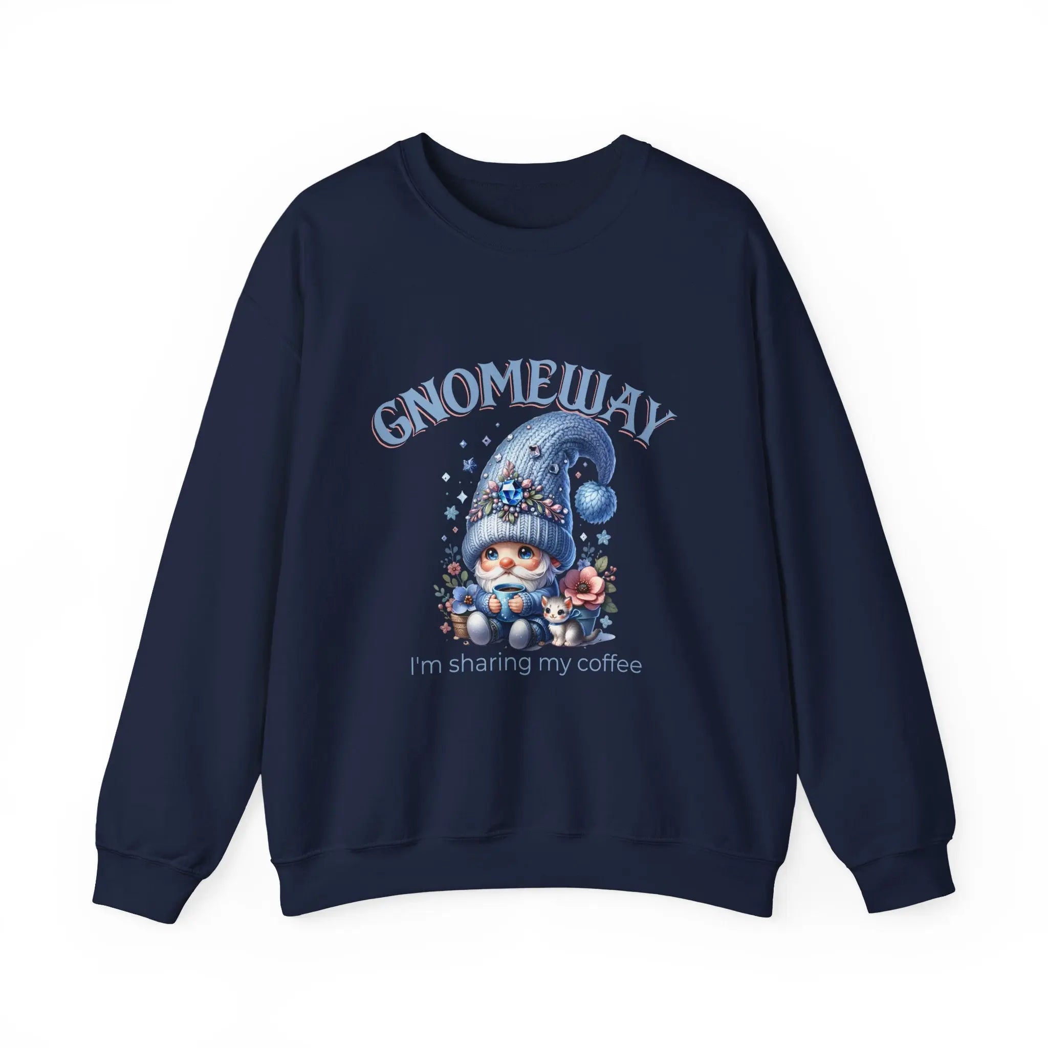Gnomeway Sweatshirt - I'm Sharing My Coffee, Cozy Crewneck, Gift for Coffee Lovers, Casual Pullover, Fall and Winter Fashion Printify