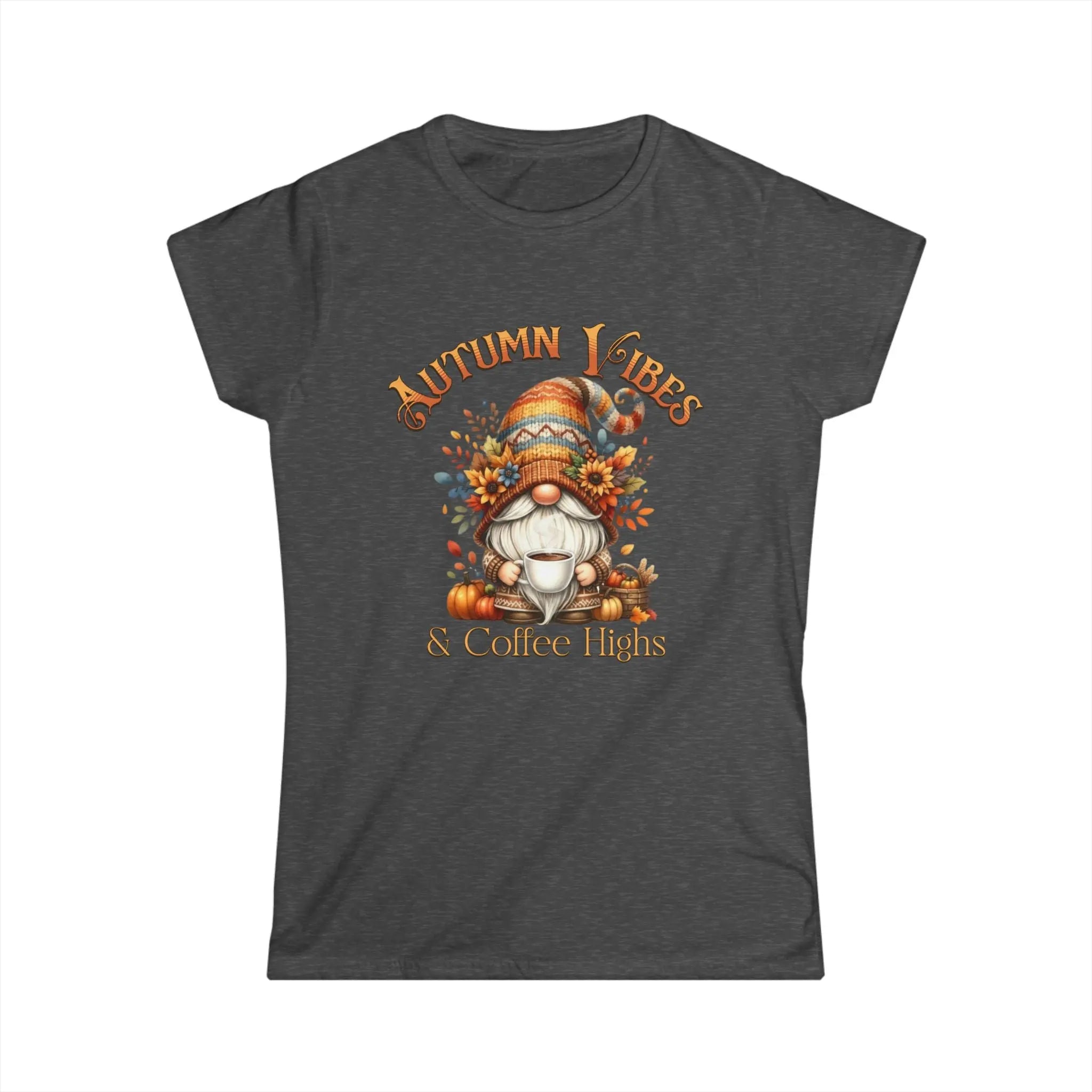 Autumn Vibes T-shirt, Cozy Fall Shirt, Gnome Lover Gift, Seasonal Graphic Tee, Coffee Lovers Apparel, Thanksgiving Outfit Printify