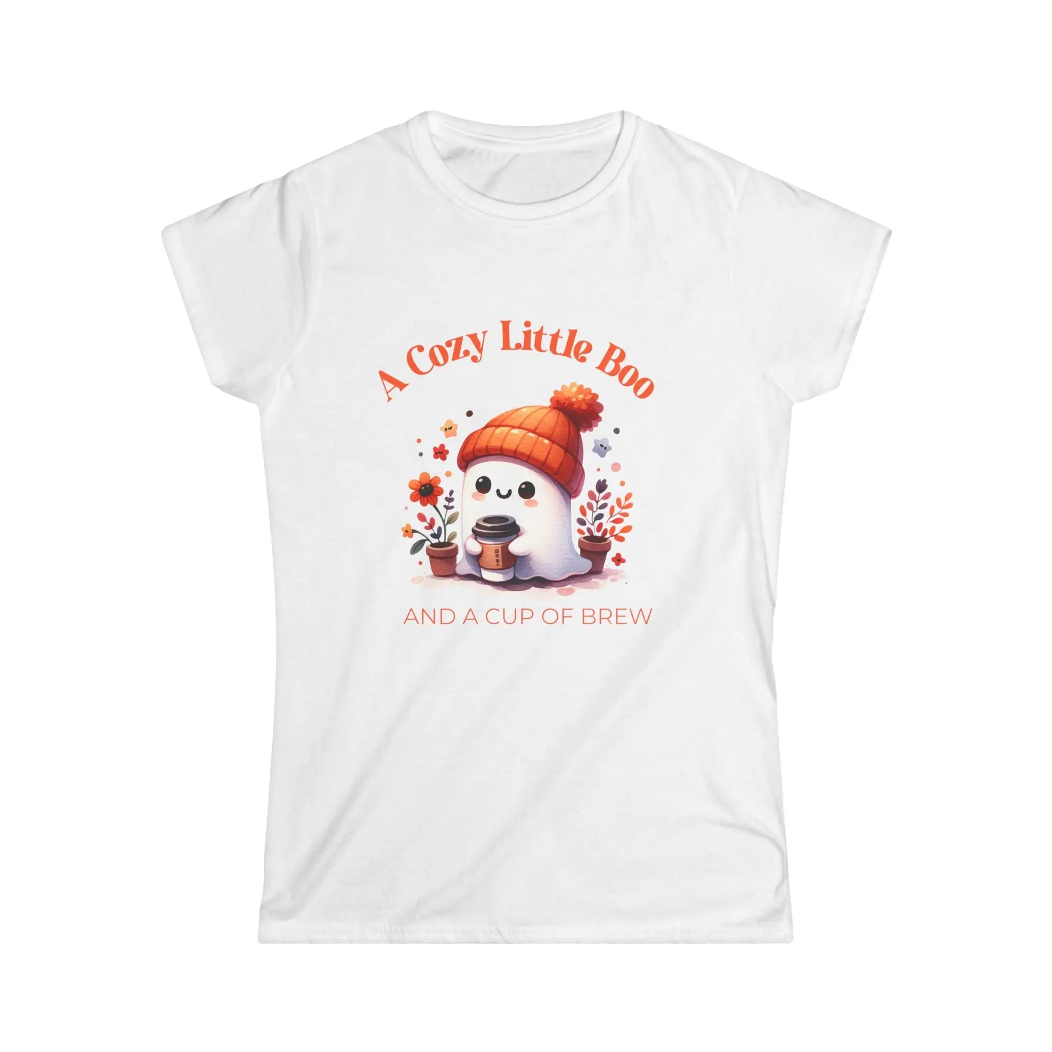 Cozy Little Boo T-Shirt – “A Cozy Little Boo and a Cup of Brew” Printify