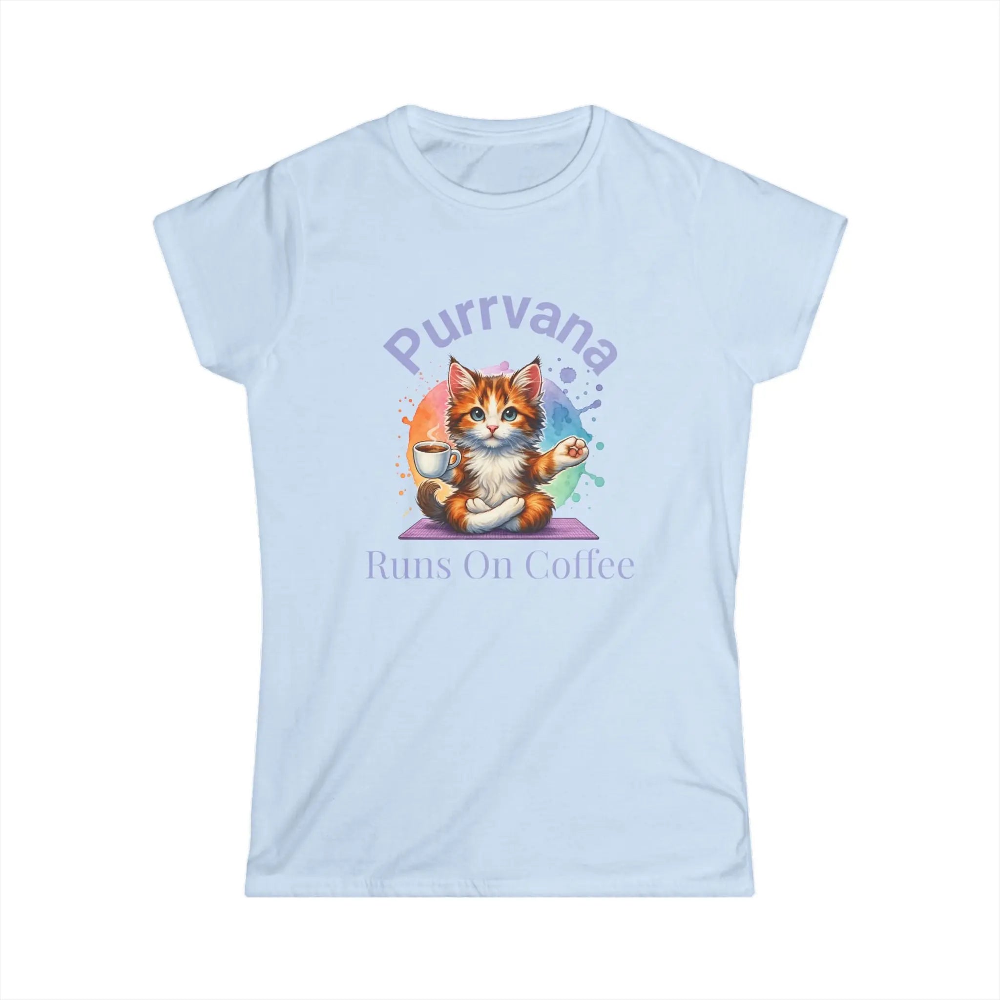Purrvana T-Shirt – Funny Cat Lover Gift for Coffee Addicts Printify