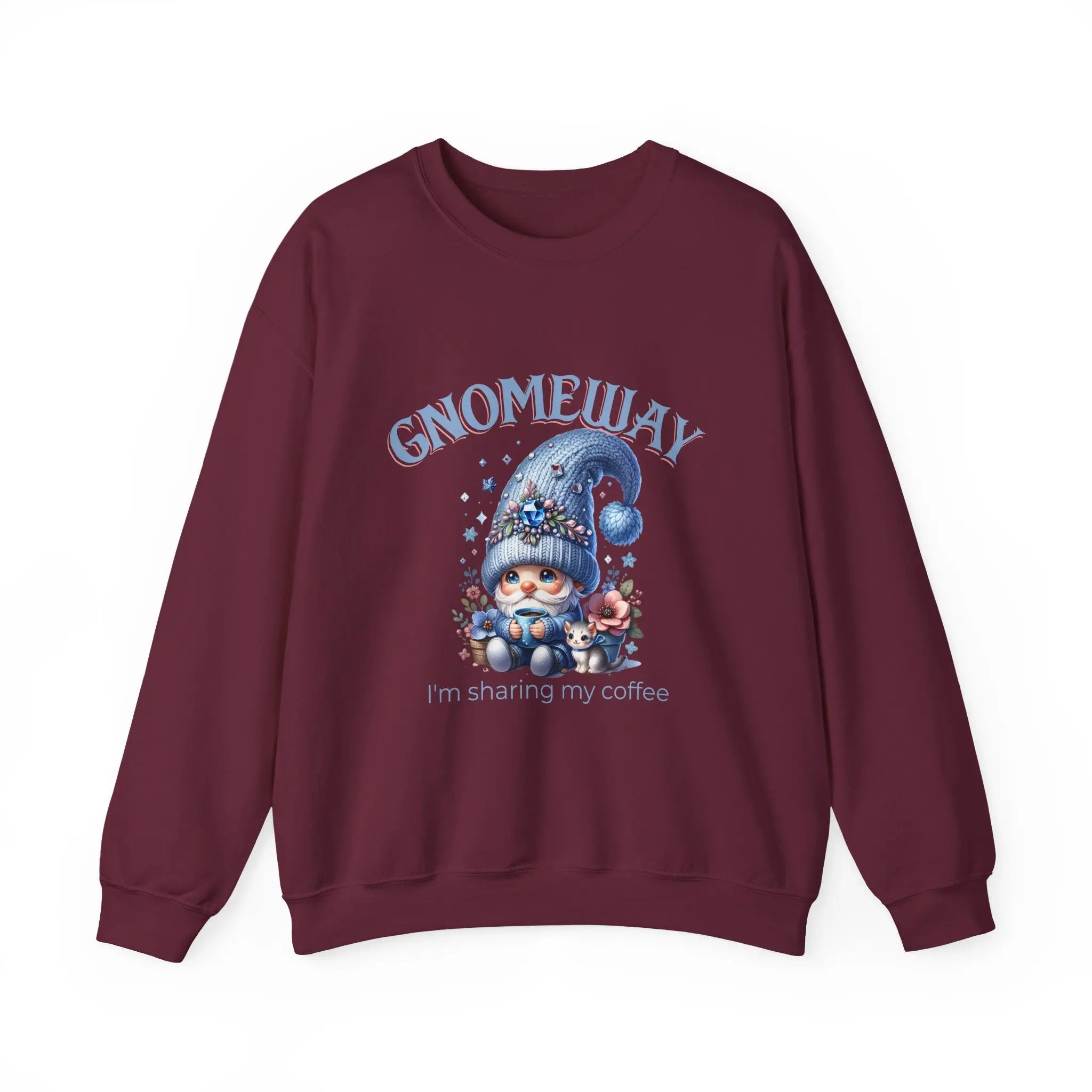 Gnomeway Sweatshirt - I'm Sharing My Coffee, Cozy Crewneck, Gift for Coffee Lovers, Casual Pullover, Fall and Winter Fashion Printify