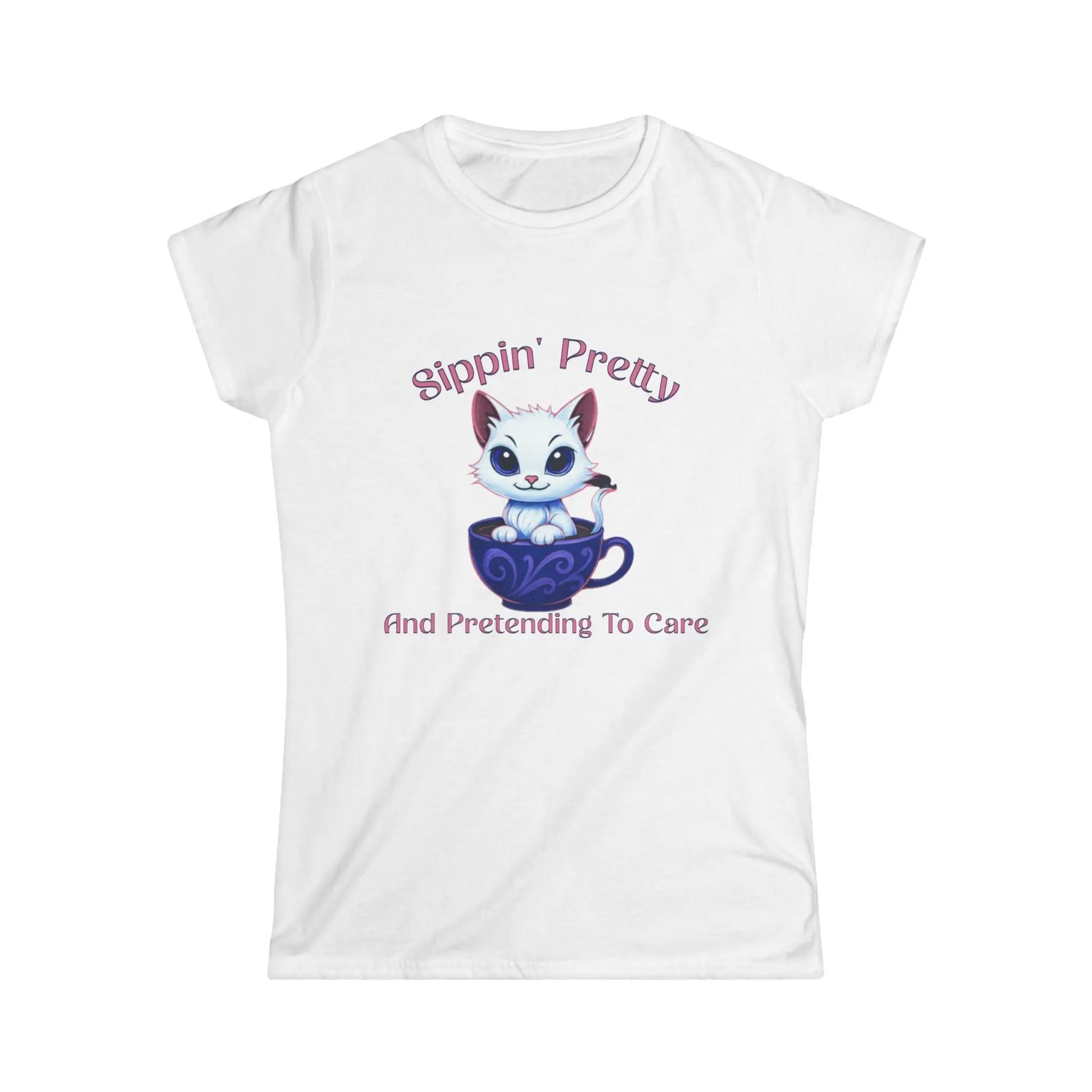 Sippin Pretty T-Shirt - Cute Kitten in Coffee Cup Saying Printify
