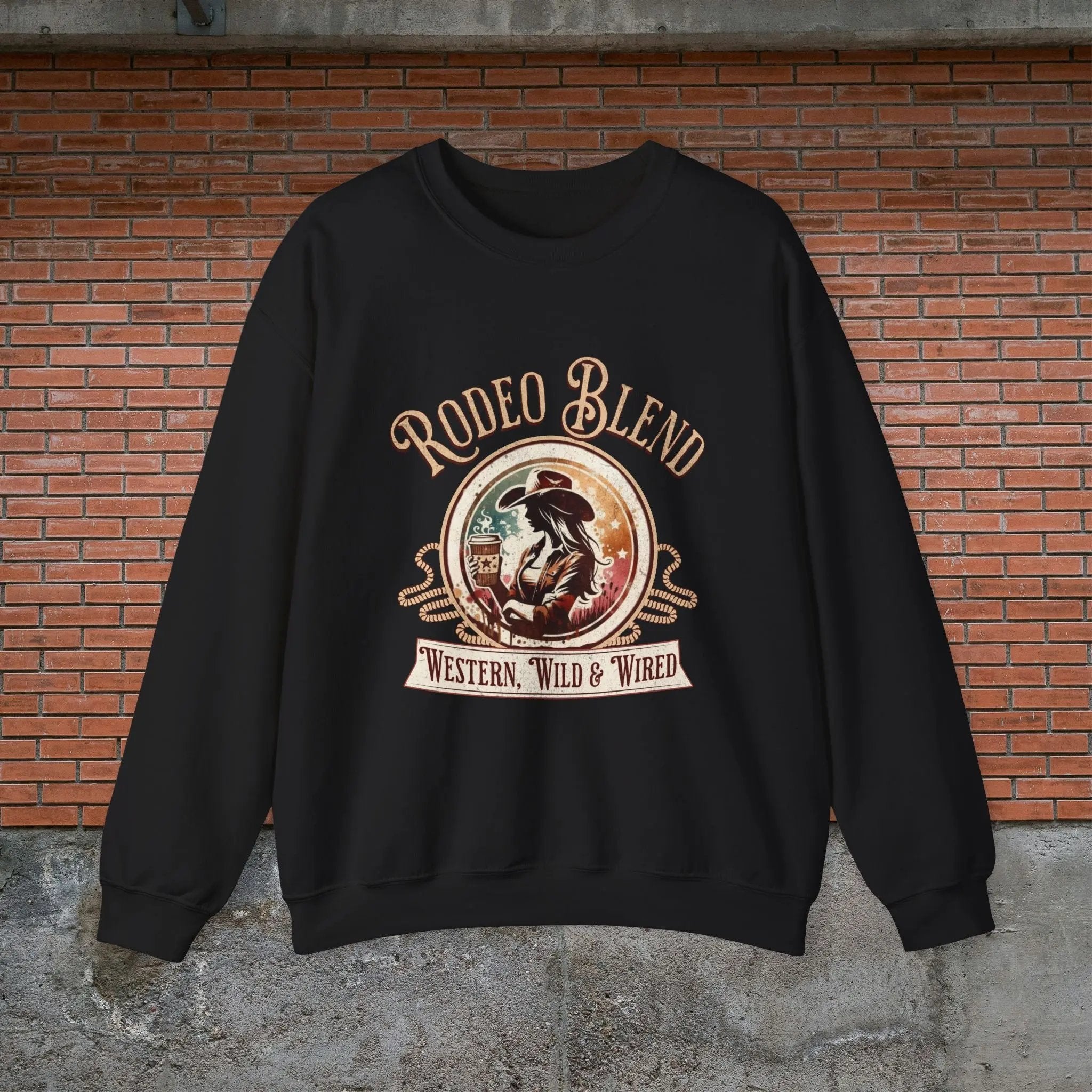 Western Rodeo Blend Sweatshirt, Cozy Unisex Sweater, Vintage Graphic Crewneck, Country Style Apparel, Perfect for Rodeo Events - Boldly Bitter Company