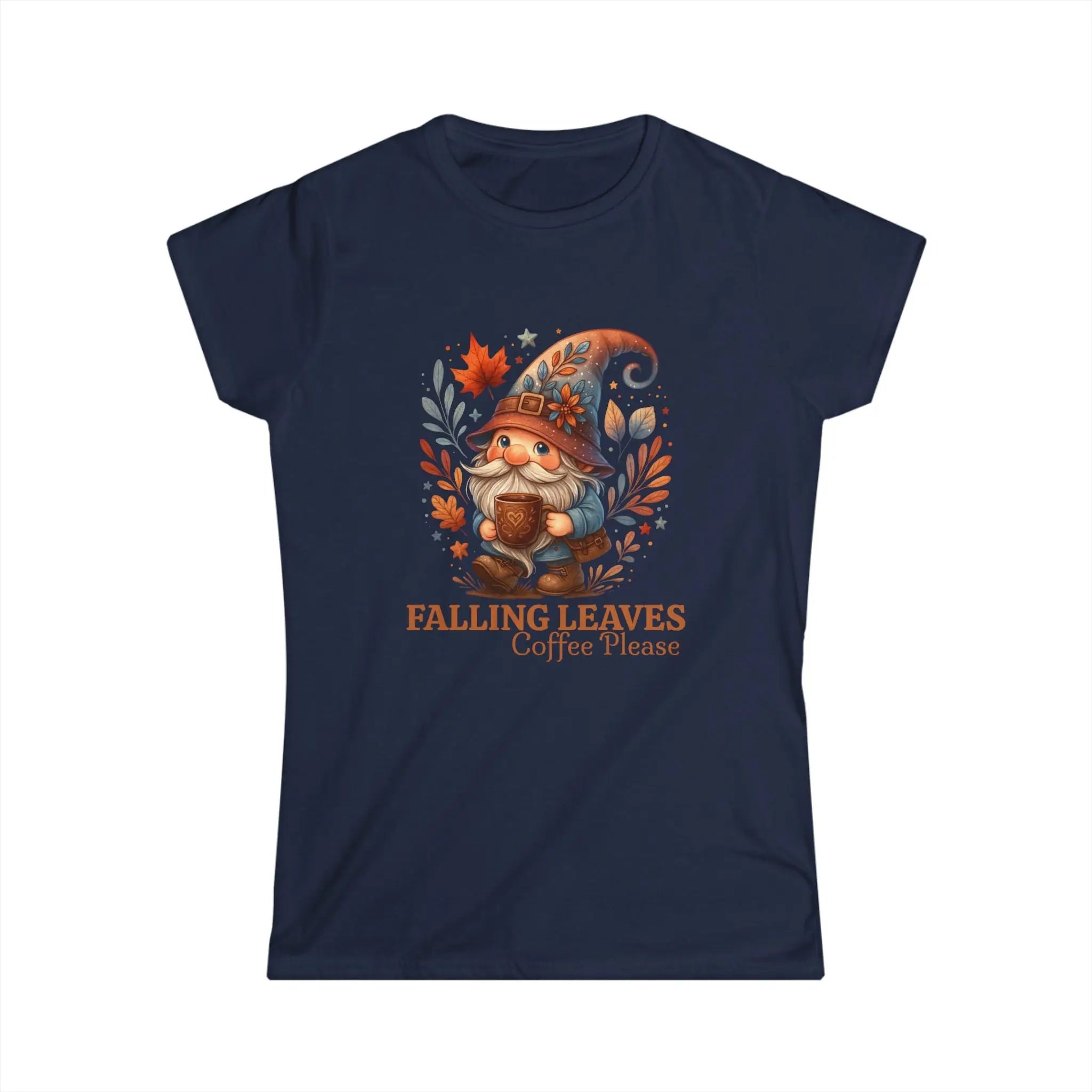 Falling Leaves Gnome T-Shirt | Cozy Autumn Tee, Seasonal Gift, Cute Fall Apparel, Halloween Top, Thanksgiving Outfit Printify