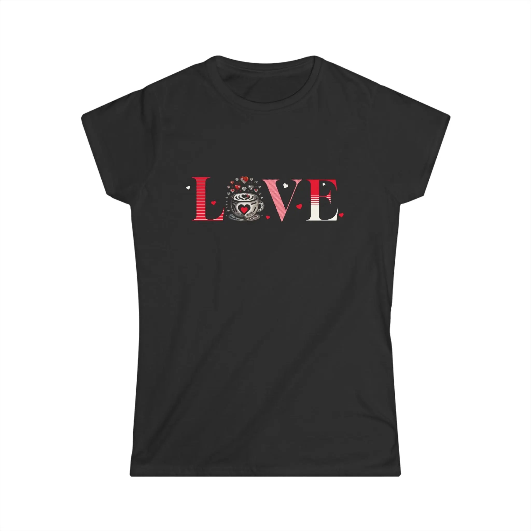 Coffee Love T-Shirt – “LOVE” with Coffee Cup Design Printify