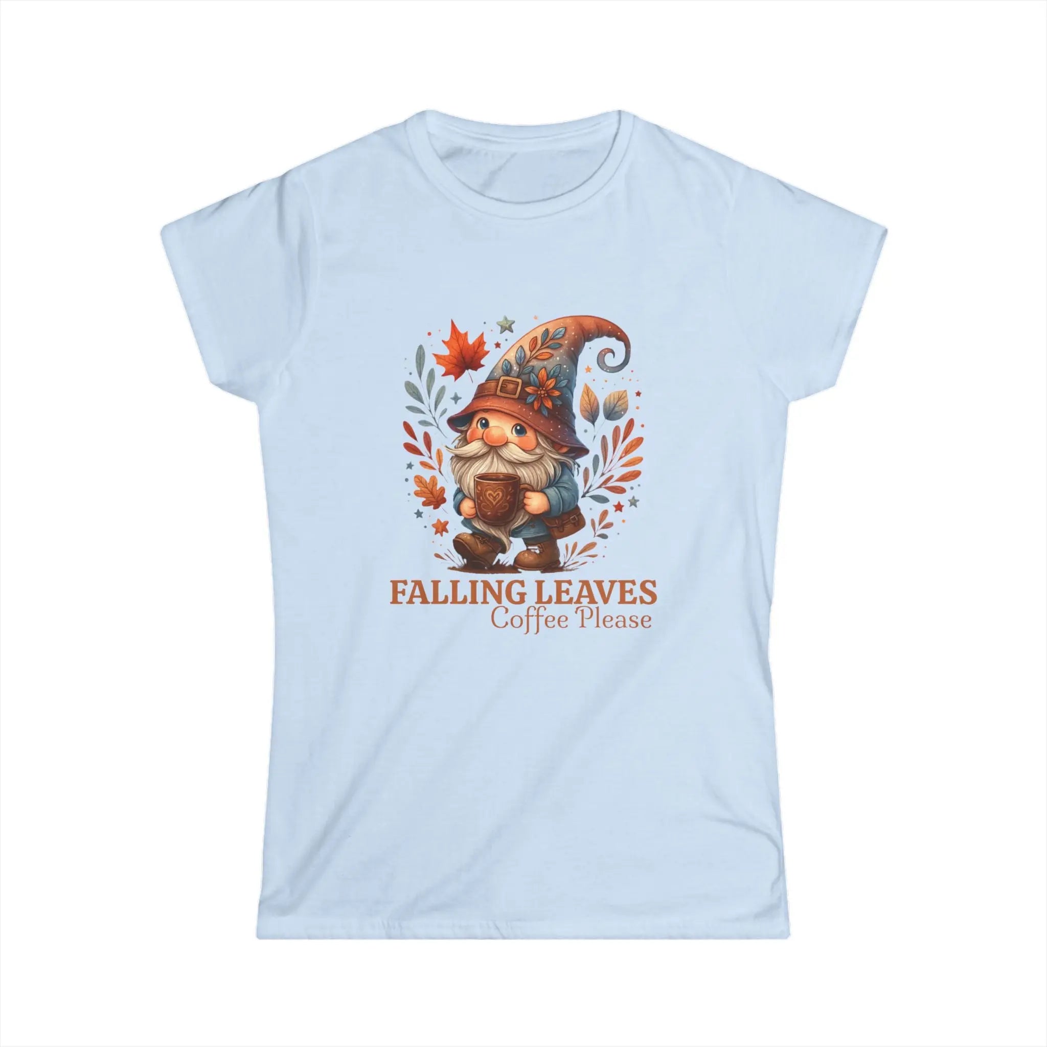 Falling Leaves Gnome T-Shirt | Cozy Autumn Tee, Seasonal Gift, Cute Fall Apparel, Halloween Top, Thanksgiving Outfit Printify