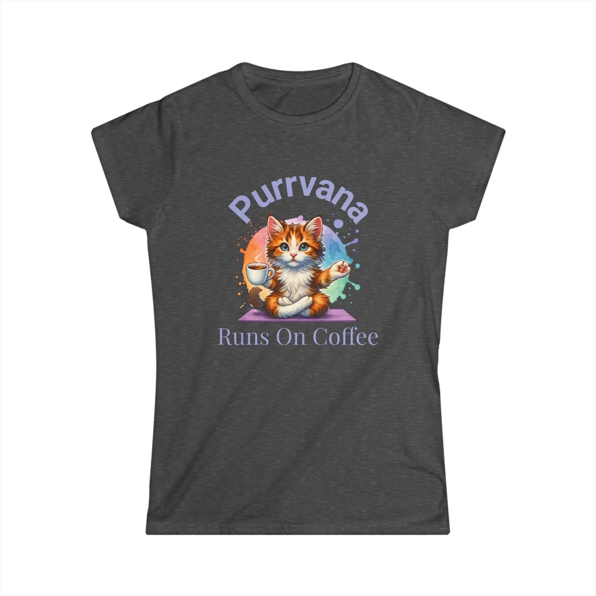 Purrvana T-Shirt – Funny Cat Lover Gift for Coffee Addicts Printify