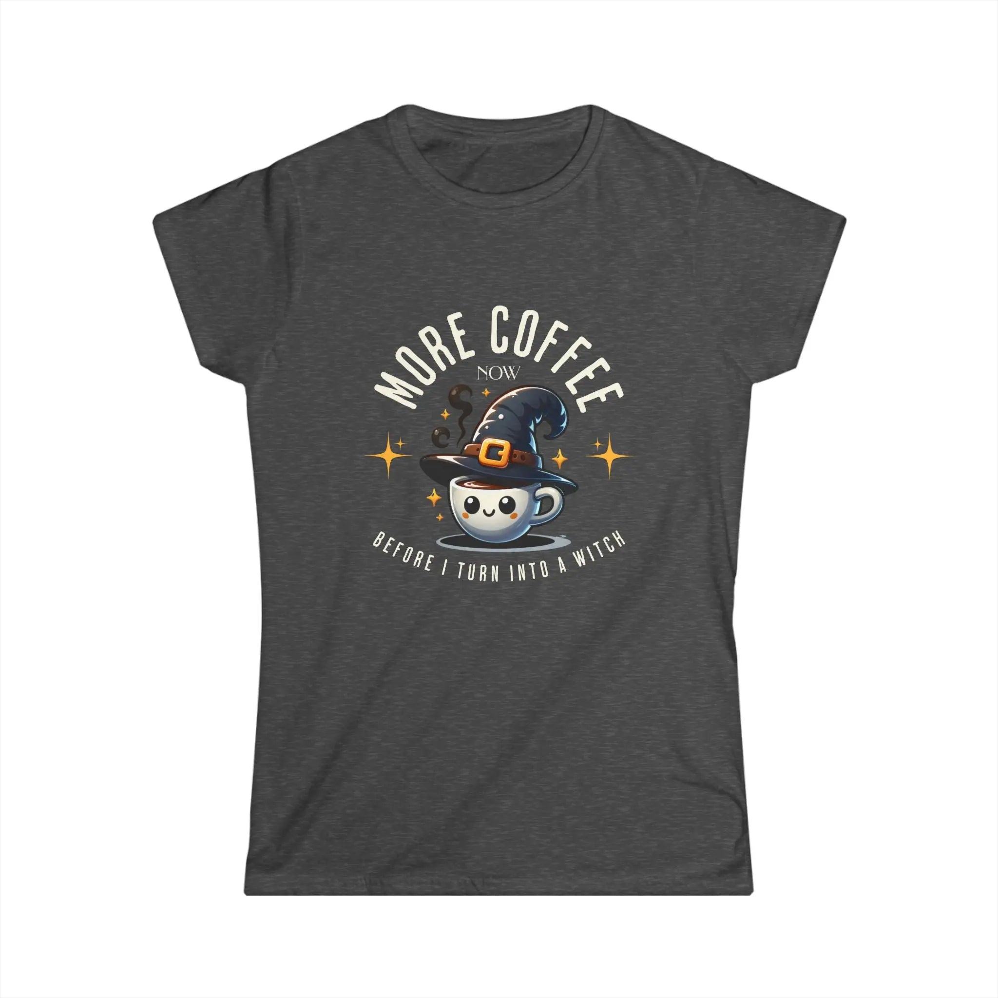 More Coffee Now T-Shirt | Cute Witch Coffee Tee, Halloween Gift, Funny Shirt, Coffee Lover Apparel, Spooky Season Outfit Printify