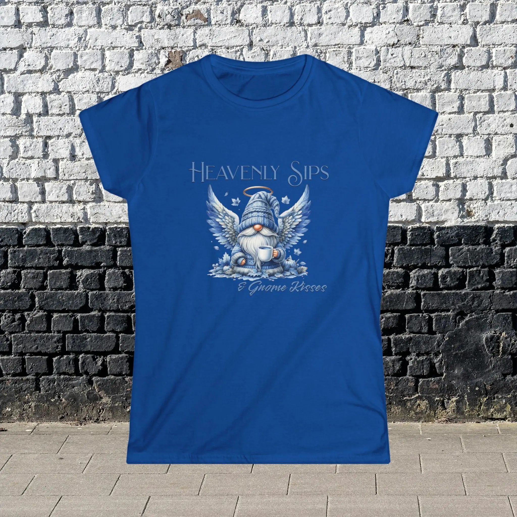 Heavenly Sips Tee, Cute Women's T-Shirt with gnome kisses, Funny Coffee Lovers Gift, Casual Everyday Wear, Cozy Winter Style, Birthday Present - Boldly Bitter Company