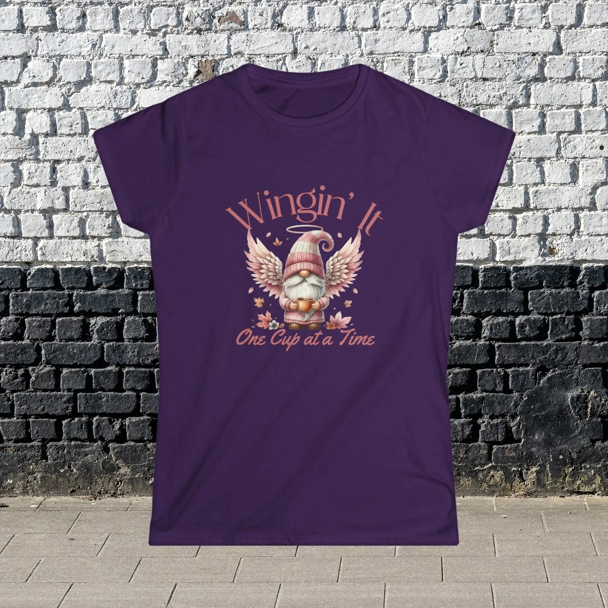 Wingin It Women's Tee - Cute Gnome Design, Comfortable Apparel, Gift for Coffee Lovers, Casual Everyday Wear, Seasonal T-Shirt - Boldly Bitter Company