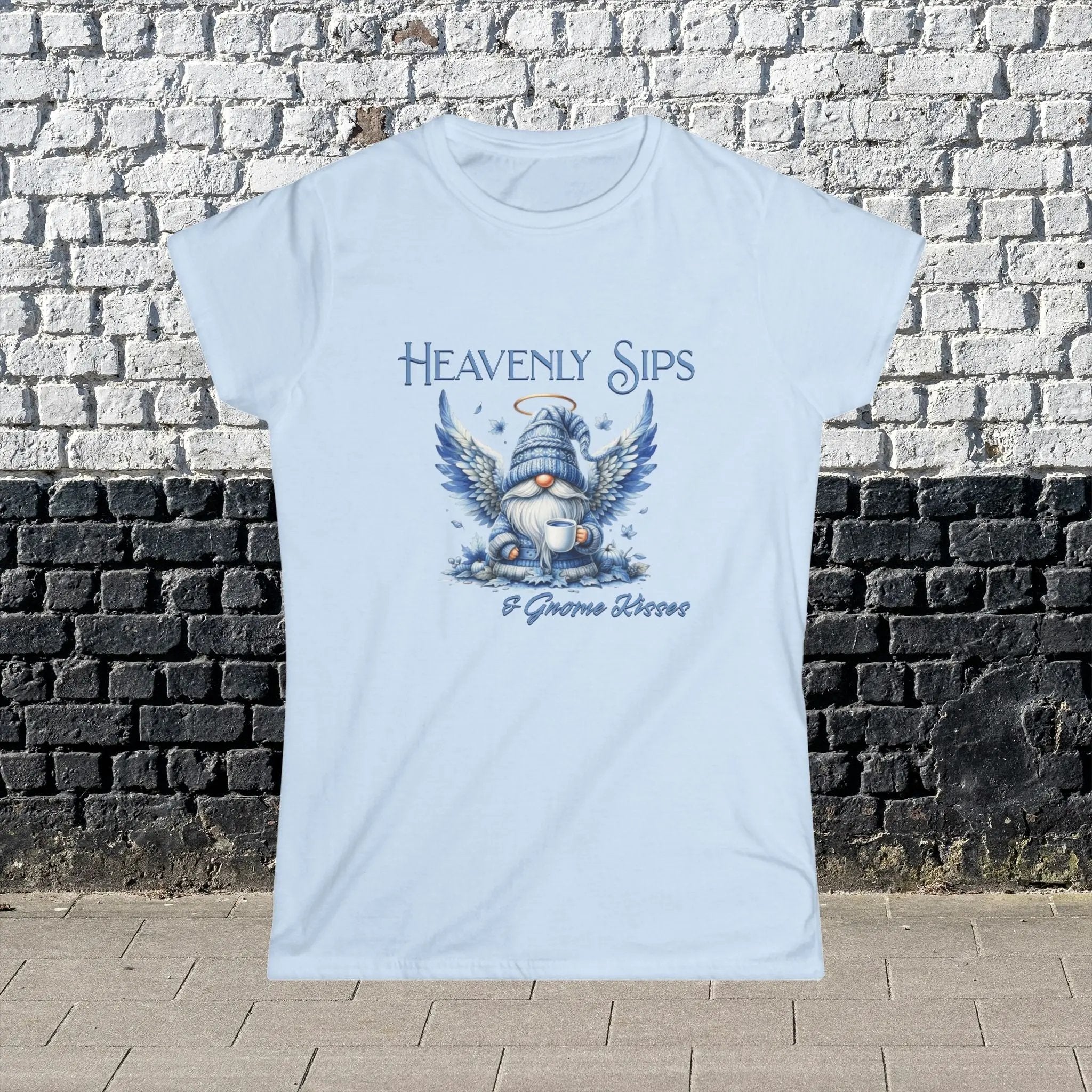 Heavenly Sips Tee, Cute Women's T-Shirt with gnome kisses, Funny Coffee Lovers Gift, Casual Everyday Wear, Cozy Winter Style, Birthday Present - Boldly Bitter Company