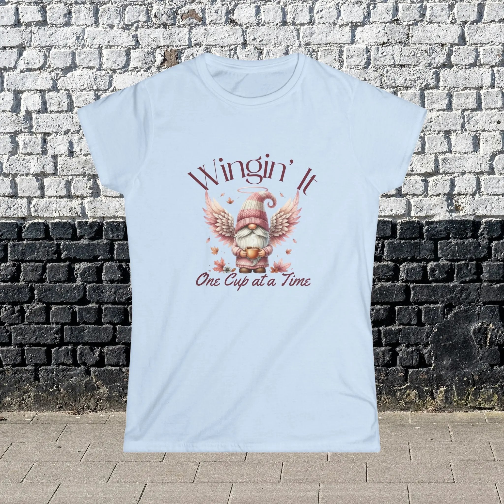 Wingin It Women's Tee - Cute Gnome Design, Comfortable Apparel, Gift for Coffee Lovers, Casual Everyday Wear, Seasonal T-Shirt - Boldly Bitter Company