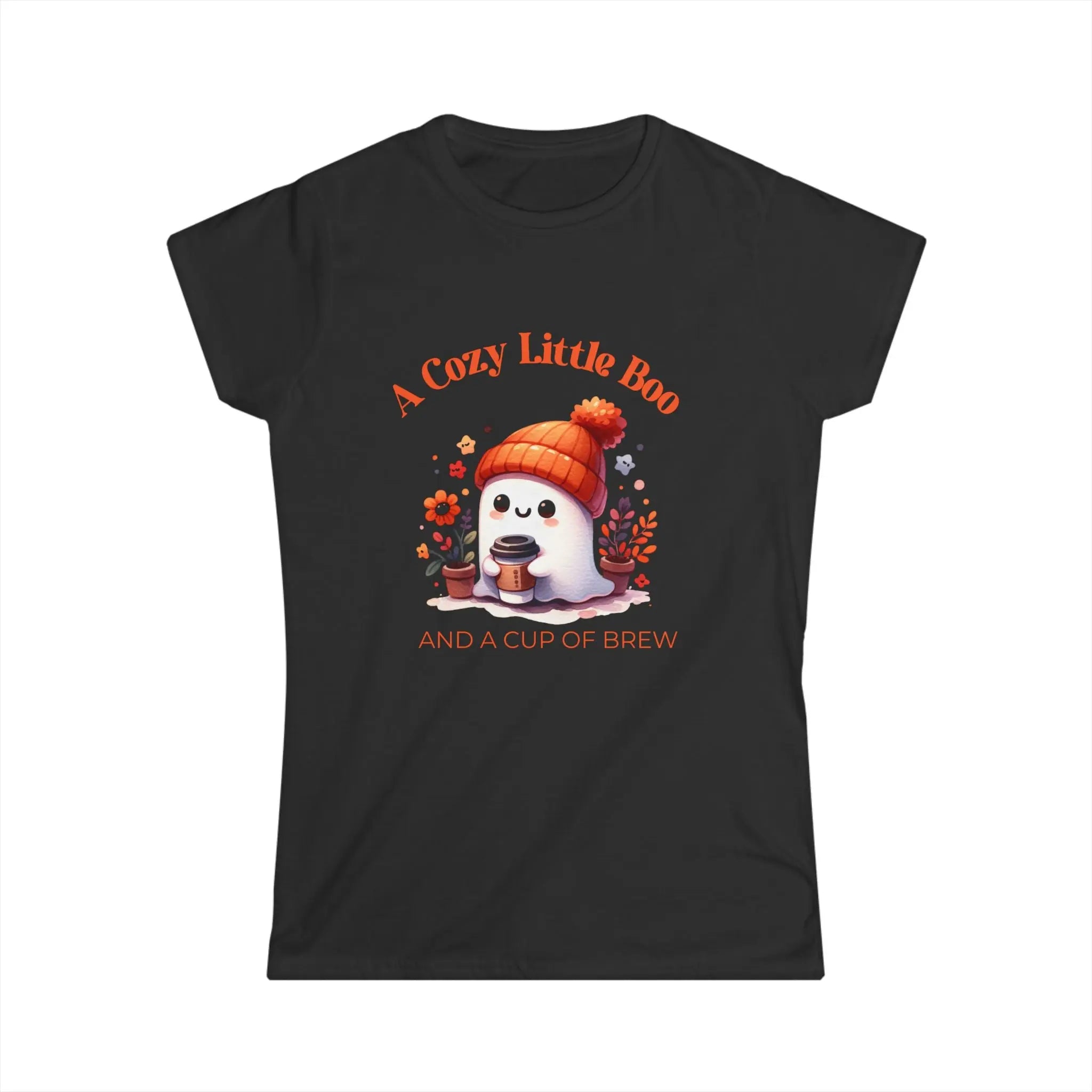Cozy Little Boo T-Shirt – “A Cozy Little Boo and a Cup of Brew” Printify
