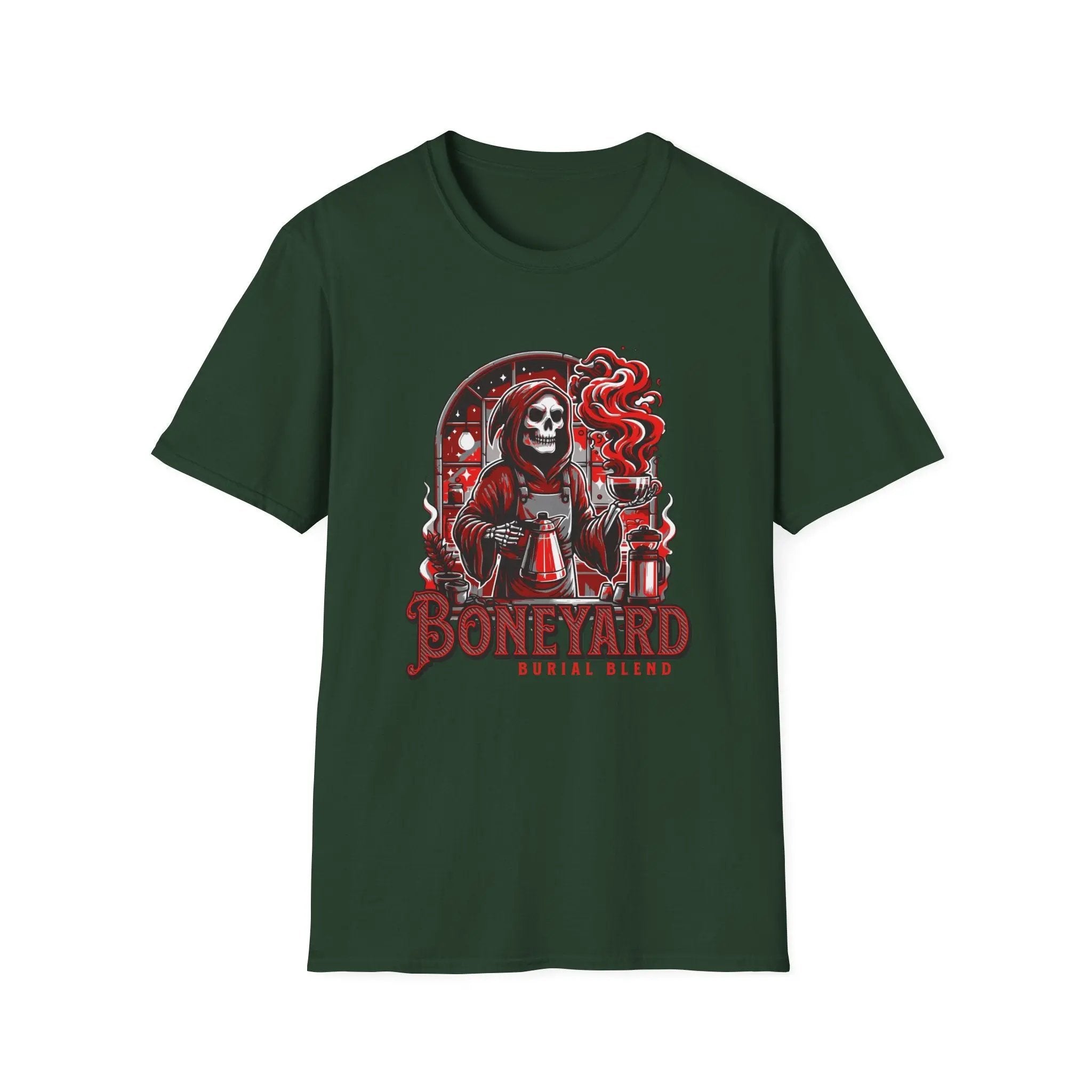 Graphic Skeleton Coffee T-Shirt – “Boneyard Burial Blend” - Boldly Bitter Company