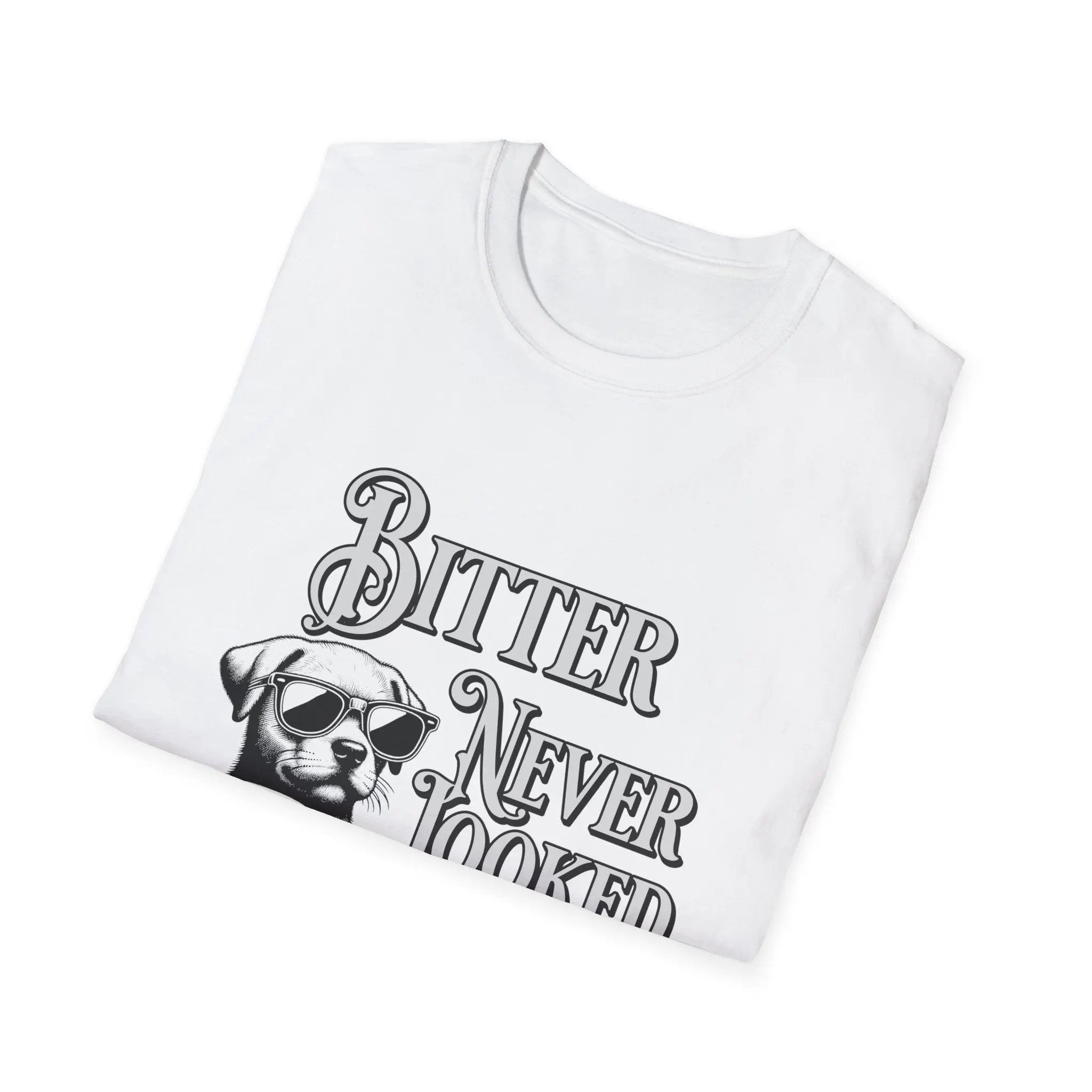 Men’s Coffee T-Shirt – Cool Dog with Shades, Bitter Never Looked This Good - Boldly Bitter Company