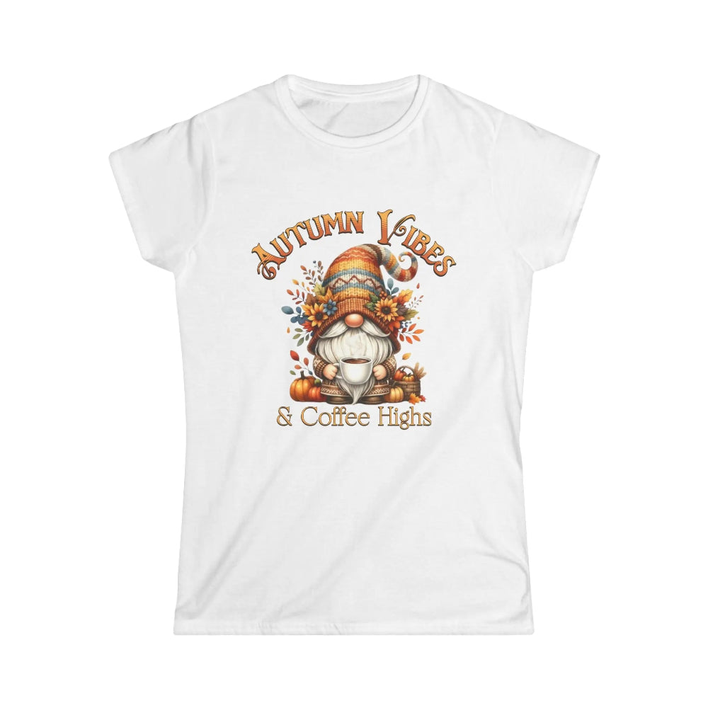 Autumn Vibes T-shirt, Cozy Fall Shirt, Gnome Lover Gift, Seasonal Graphic Tee, Coffee Lovers Apparel, Thanksgiving Outfit Printify