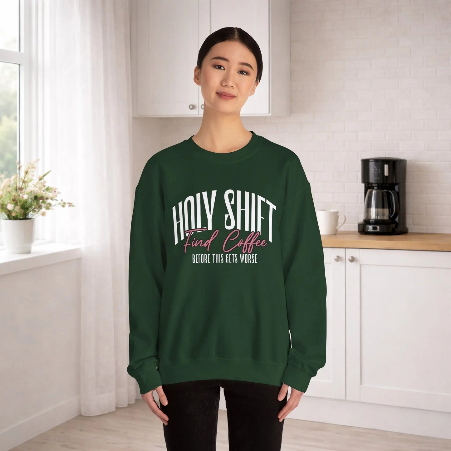 Holy Shift Coffee Sweatshirt Printify